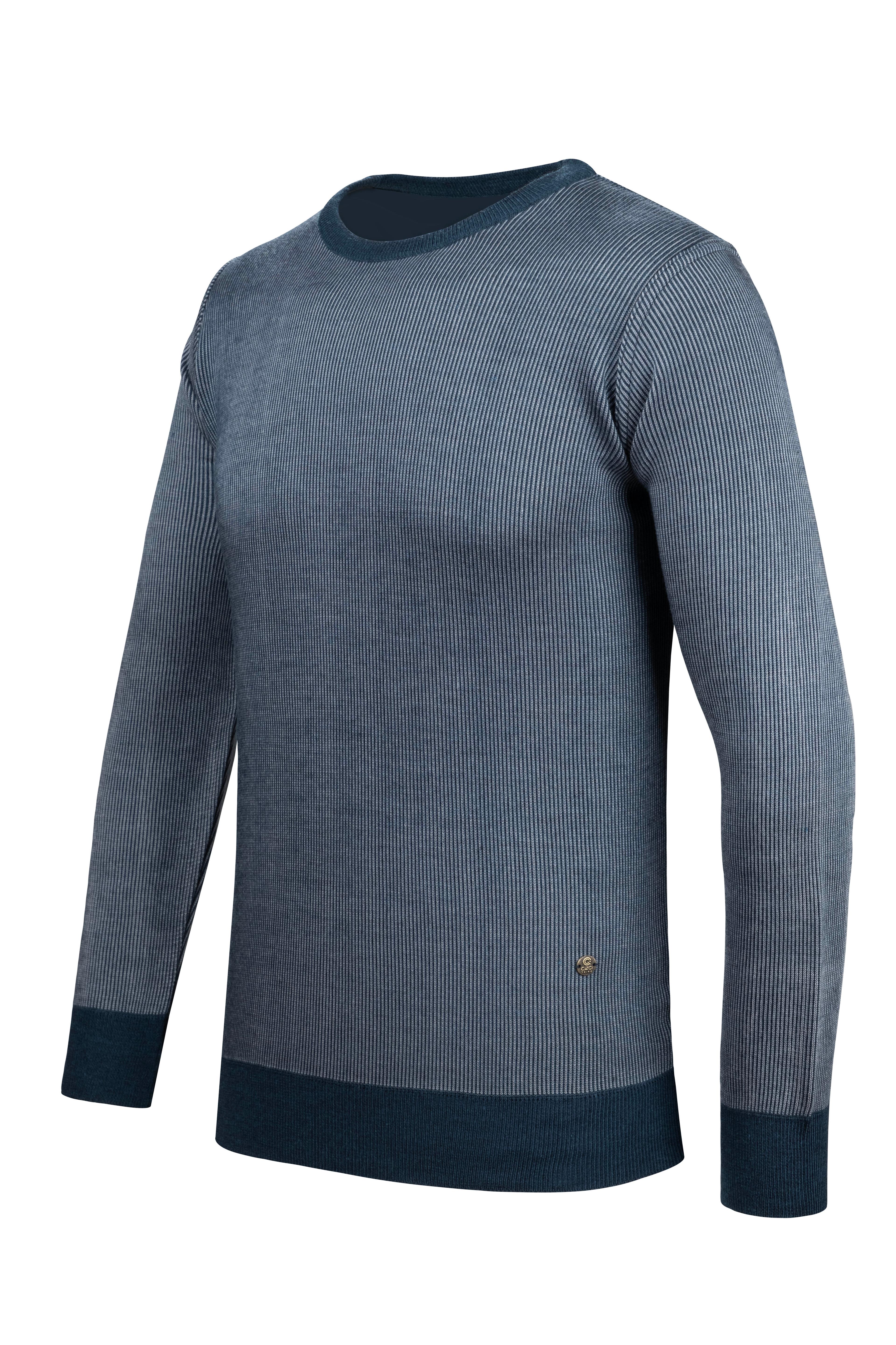 Stripe Knitwear Men's Crew Neck Knitwear Sweater Patterned Sleeve and Waist Elastic Steel Knitted Classic Pattern - 5015C - OIL