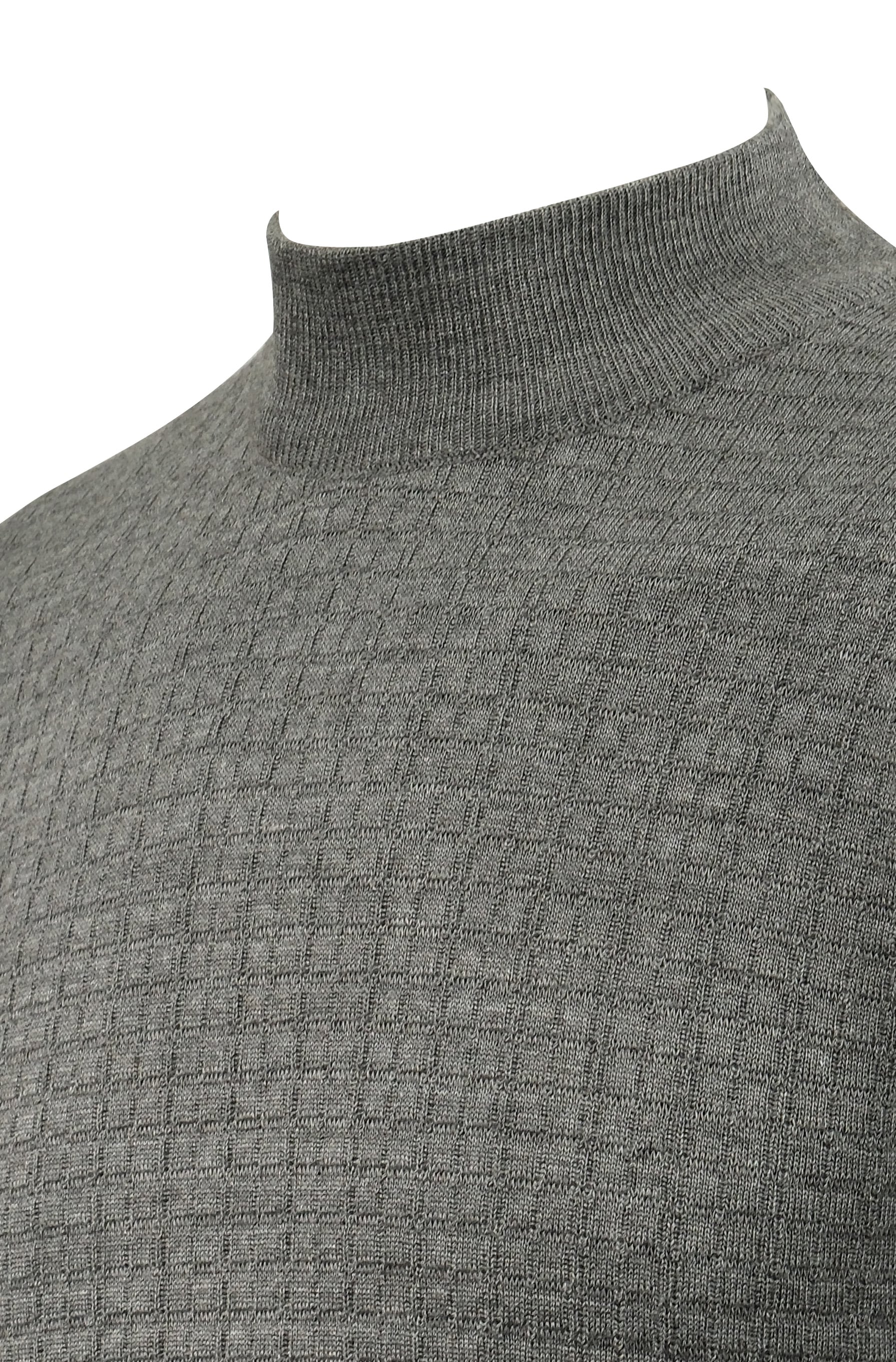 Erkek Yarım Balıkçı Kazak Desenli Çelik Örgü Klasik Kalıp - 5204B - GREY