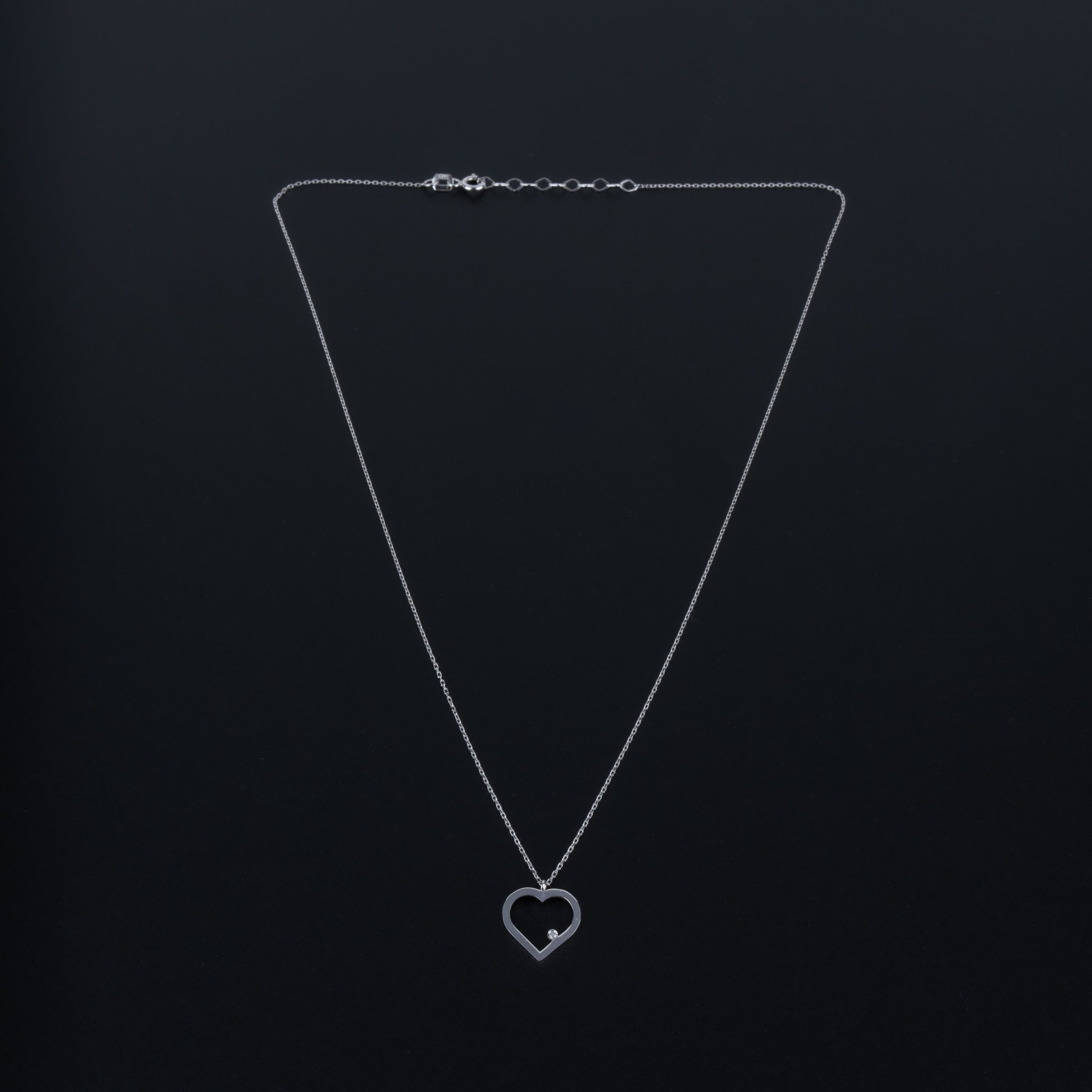 14K Altın 0.01ct Pırlantalı Kalp Kolye
