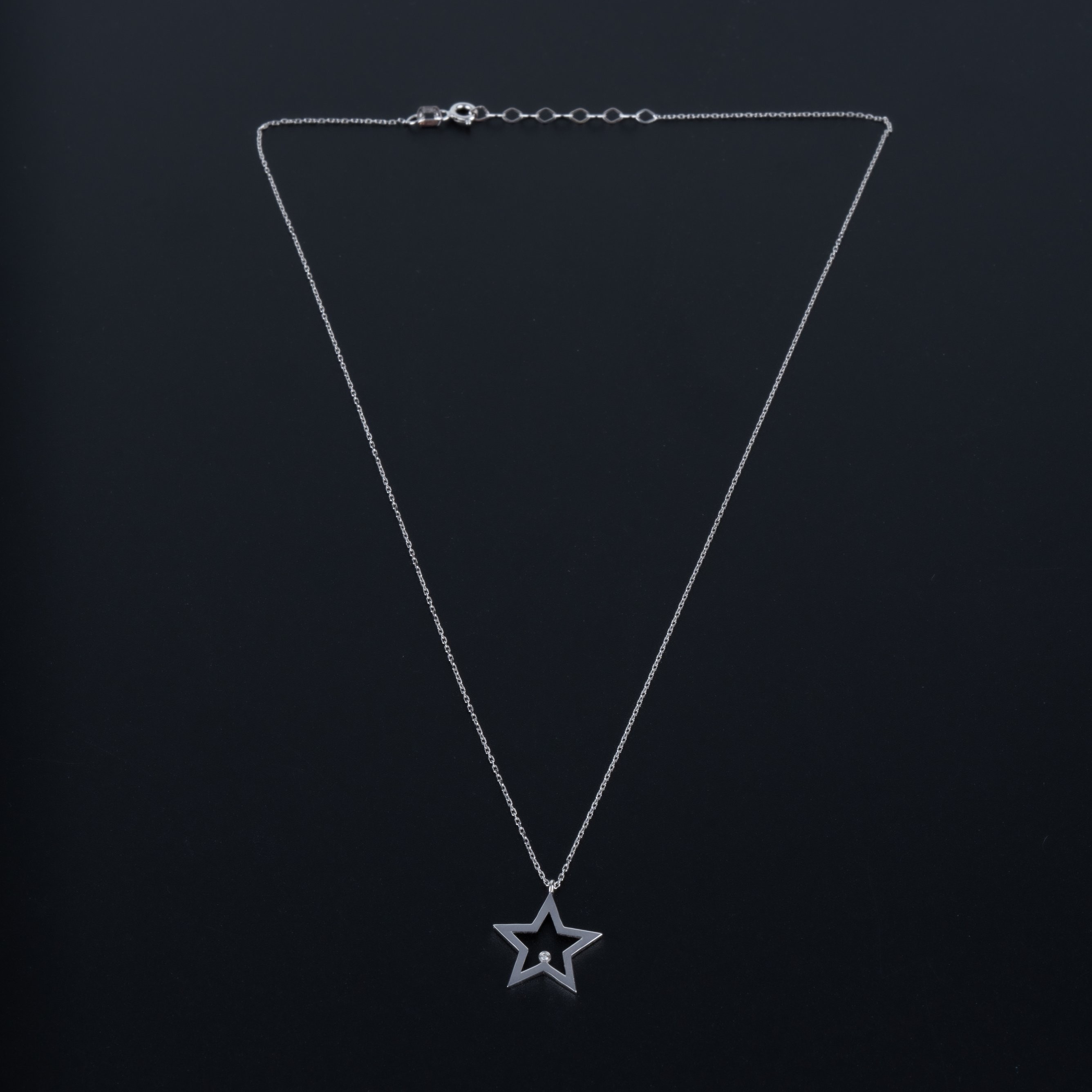 14K Altın 0.01ct Pırlantalı Yıldız Kolye