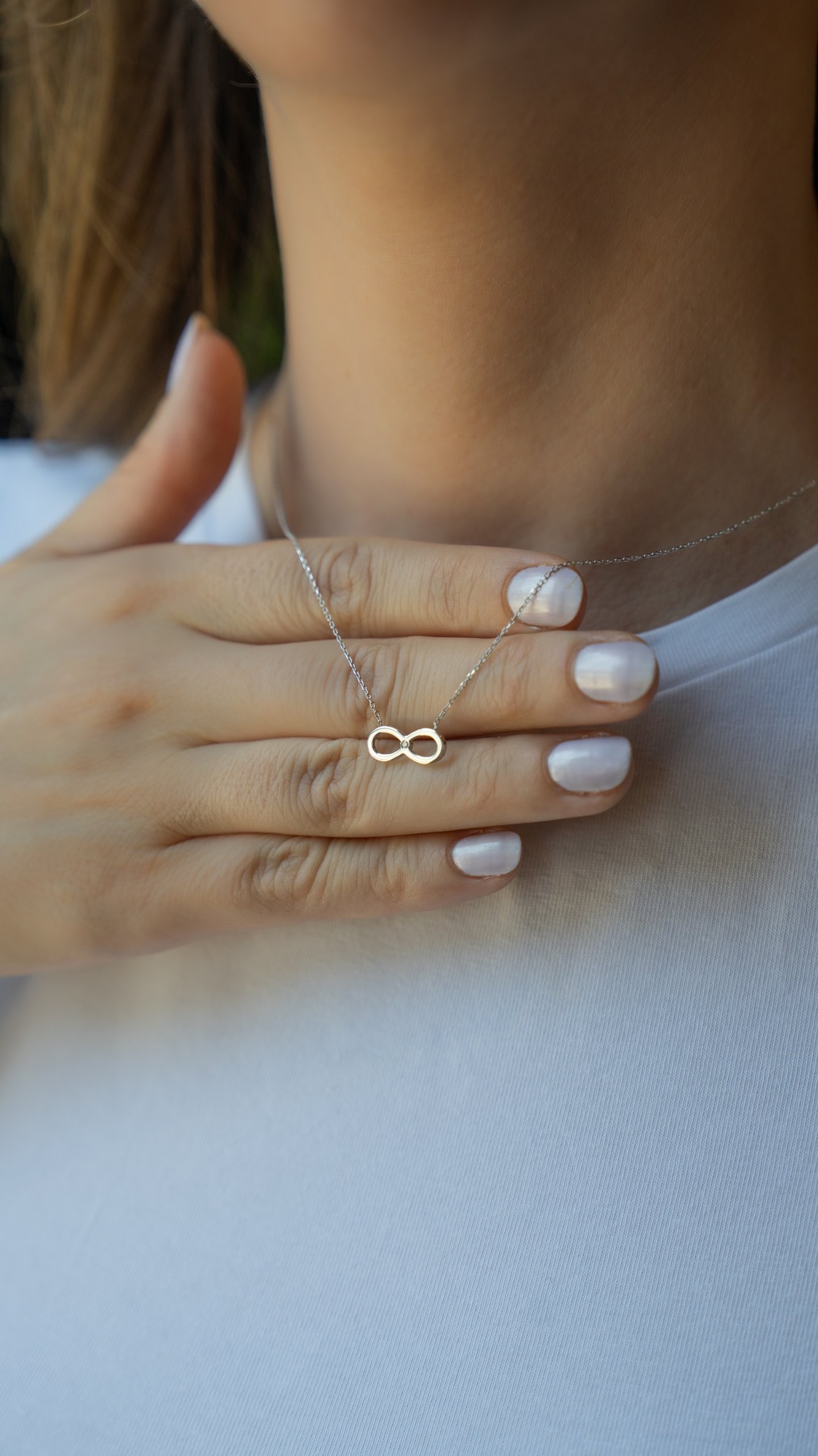 14K Altın 0.01ct Pırlantalı Sonsuzluk Kolye