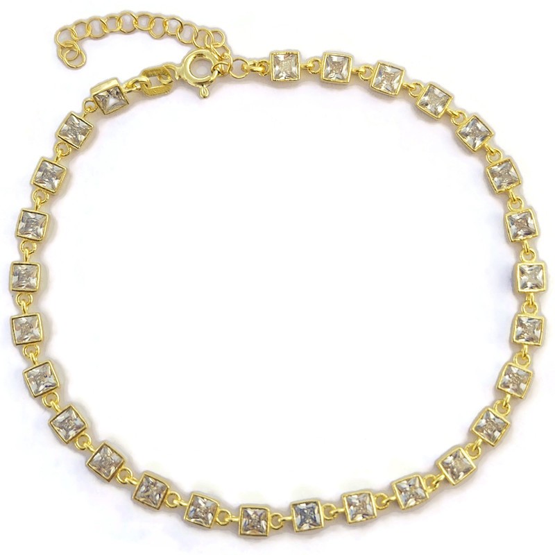 Zarafetin Kare Hali: G&A Jewels 925 Ayar Gümüş Zirkon Taşlı Bileklik - Yaldız (Gold)