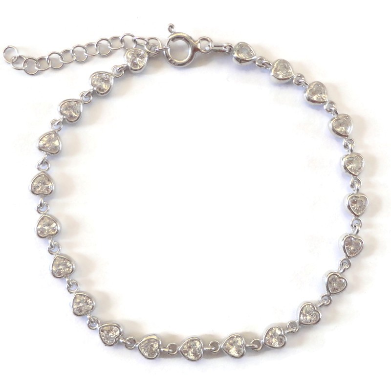 Sevginin Zarafeti: G&A Jewels 925 Ayar Gümüş Zirkon Taşlı Kalp Formlu Bileklik - Rodaj (Rhodium)