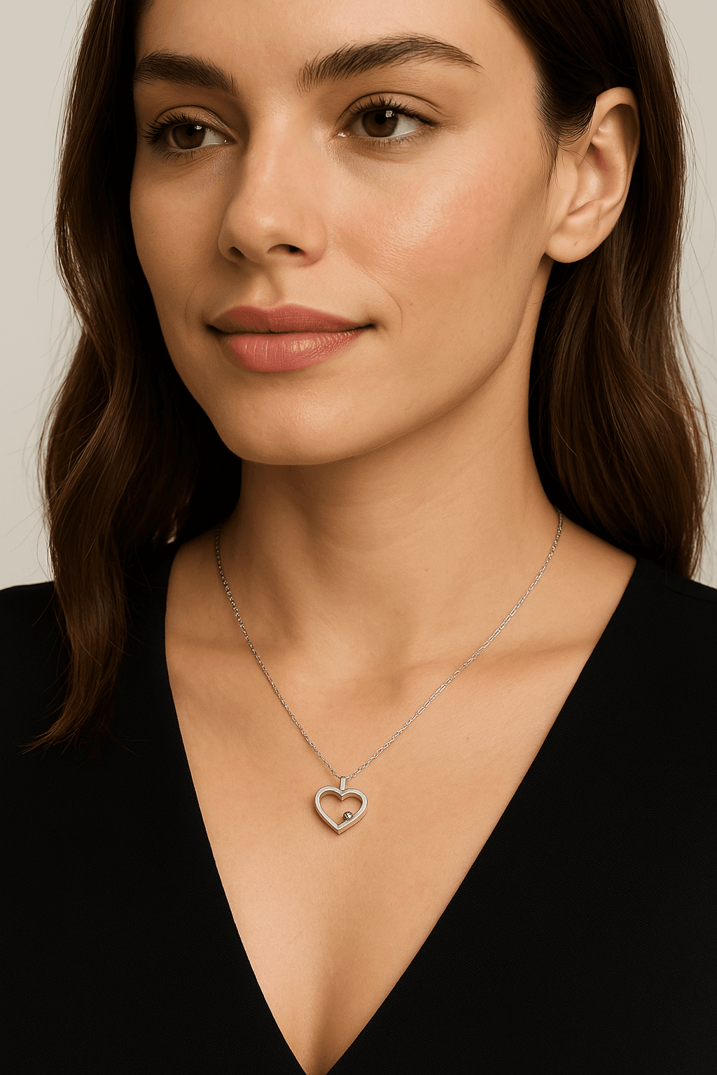 14K Altın 0.01ct Pırlantalı Kalp Kolye