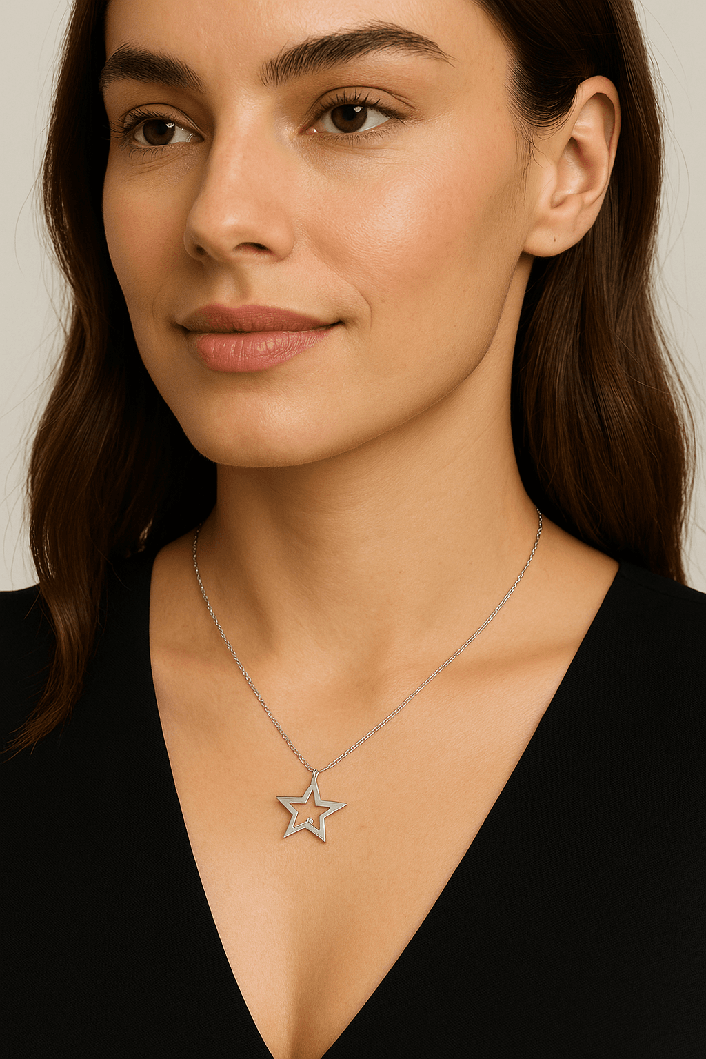 14K Altın 0.01ct Pırlantalı Yıldız Kolye
