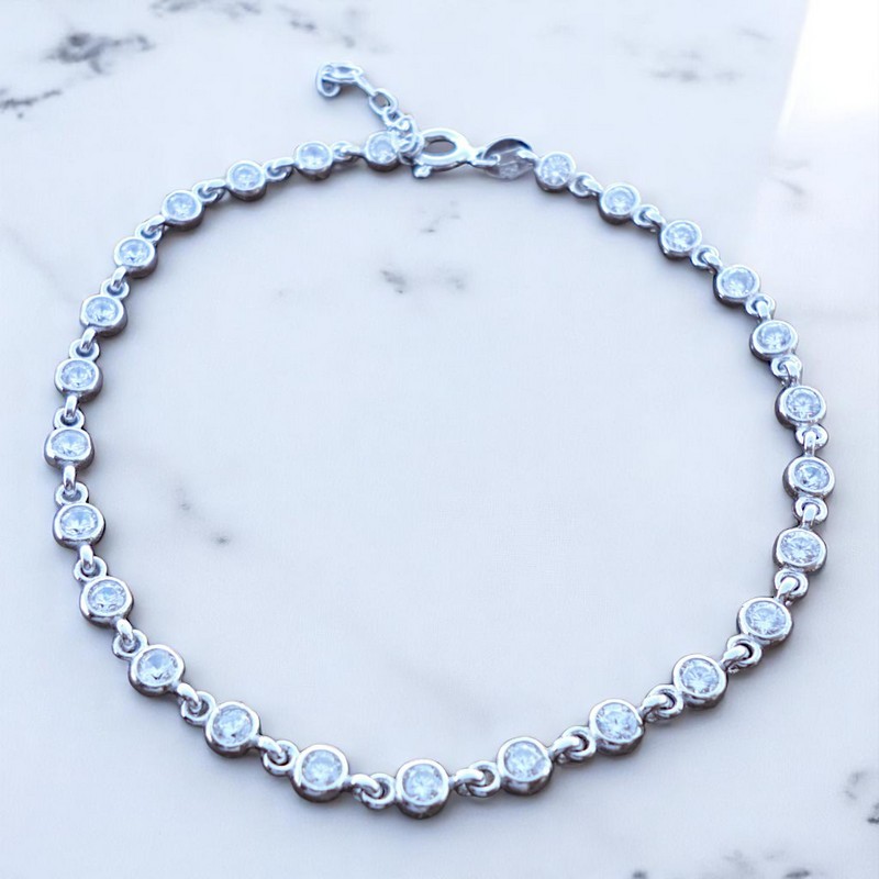 Sonsuzluğun Işıltısı: G&A Jewels 925 Ayar Gümüş Zirkon Taşlı Yuvarlak Model Bileklik