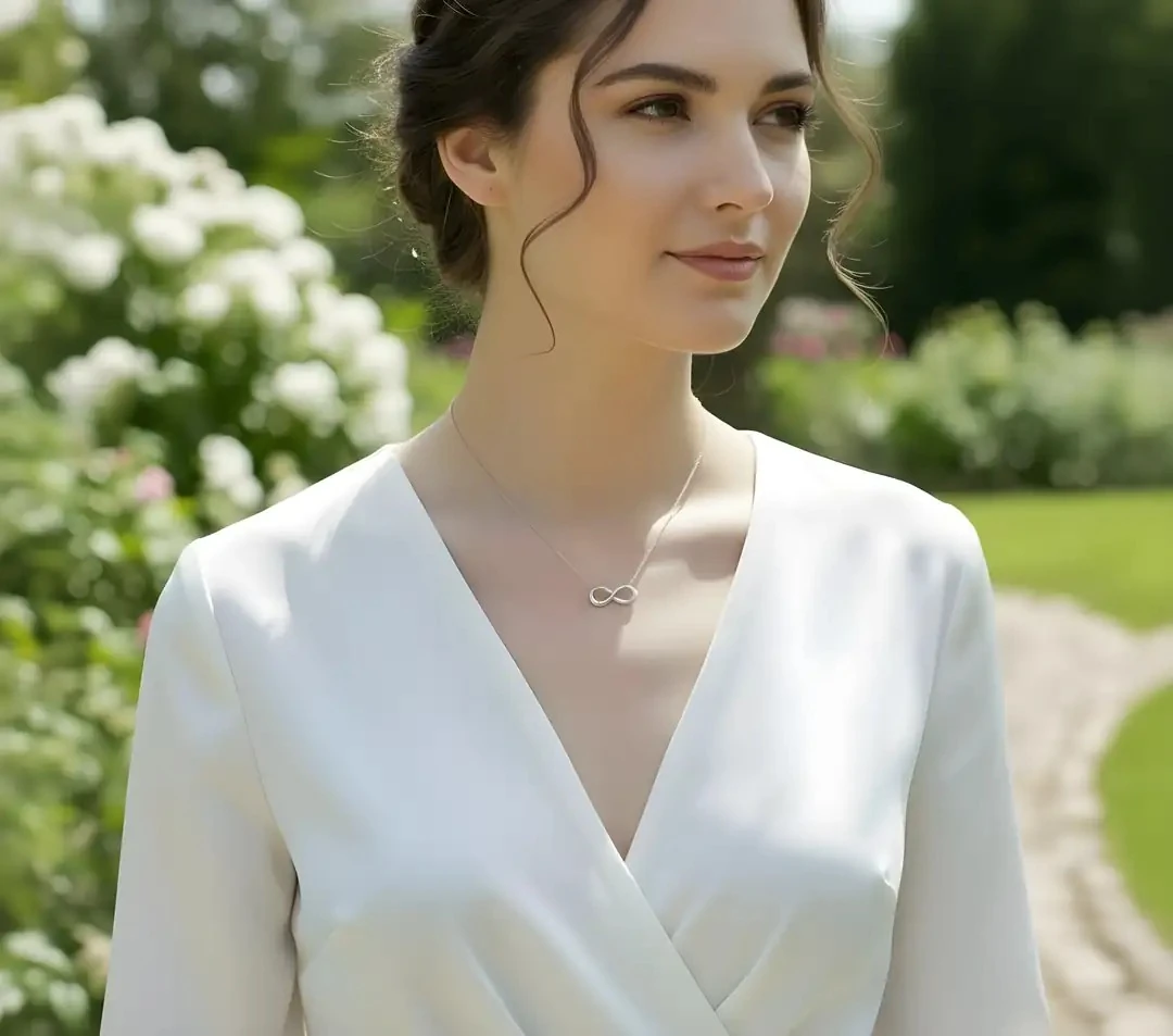 925 Ayar Gümüş 0.01ct Pırlanta Taşlı Sonsuzluk Kolye