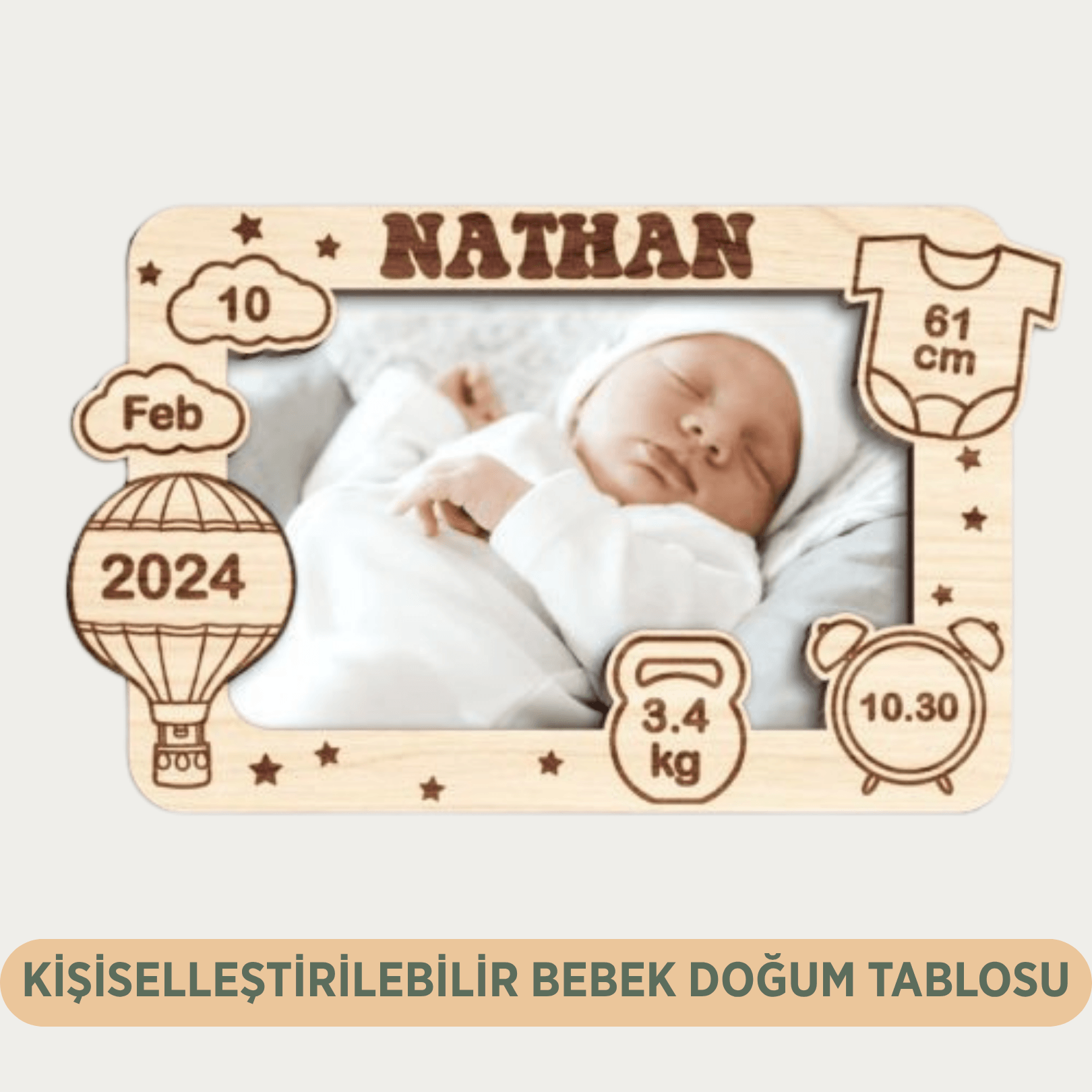 Bebek Doğum Hediyesi - Kişiselleştirilebilir Çerçeve