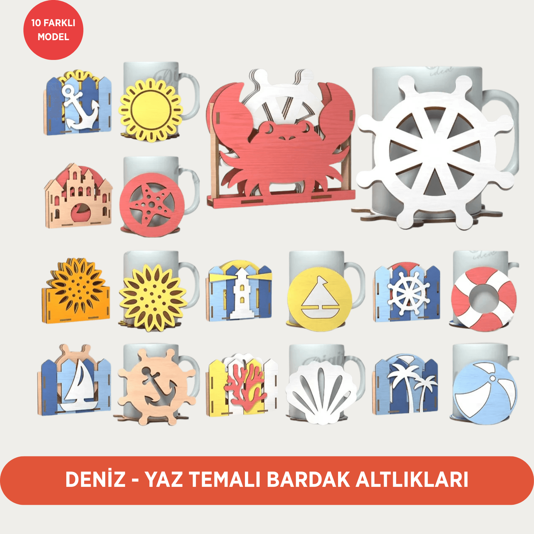 Deniz ve Yaz Temalı Bardak Altlıkları - 10 Farklı Model Stantlı Bardak Altlığı