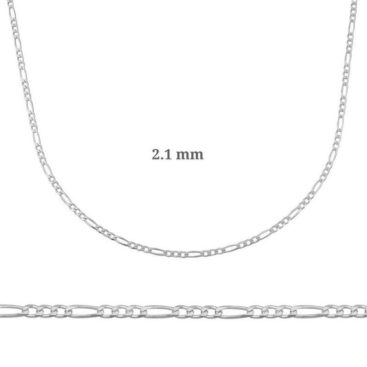 2.1 mm Gümüş Figaro Zincir - 0.60 mikron - 925K Gümüş