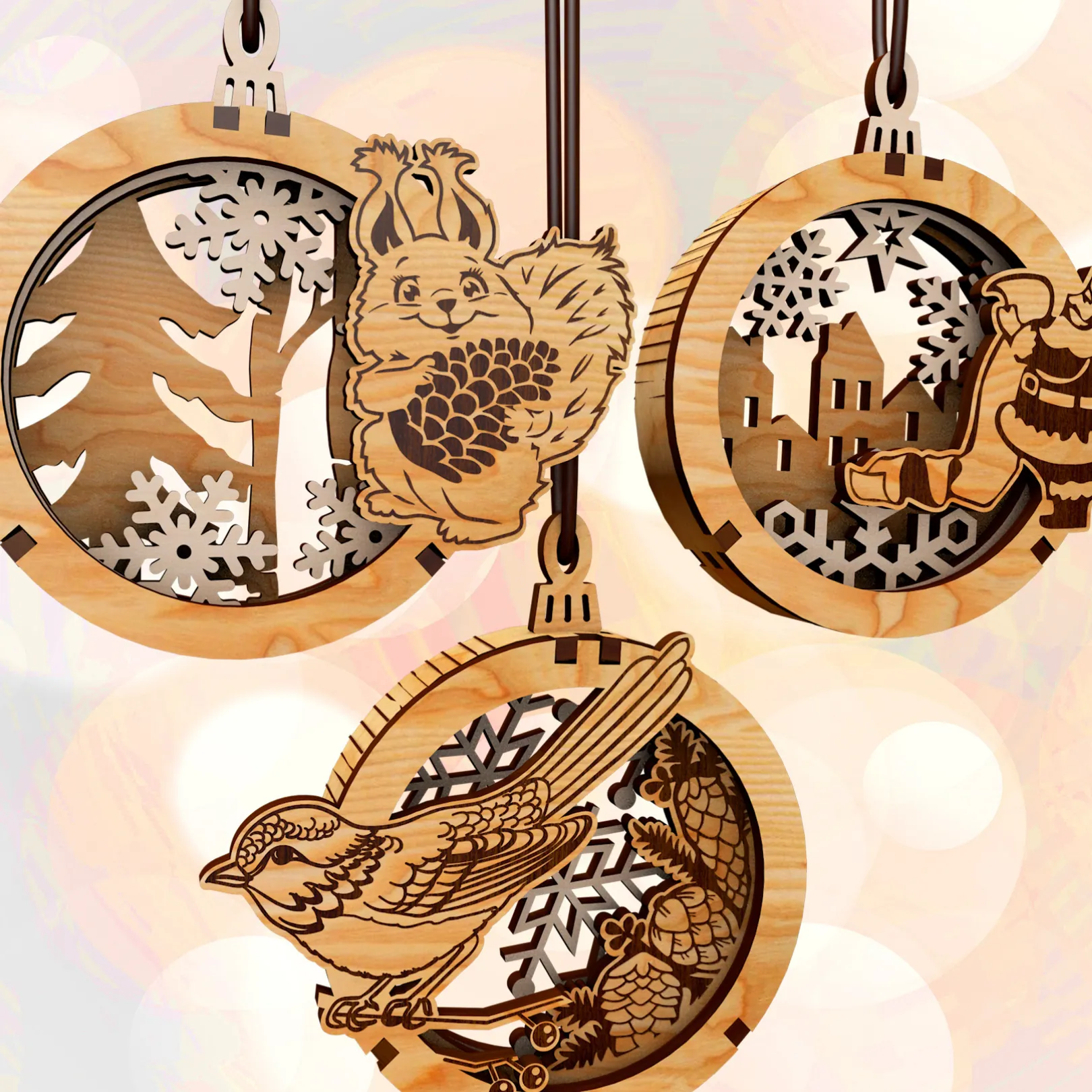 3 Boyutlu 9 Farklı Temada Yılbaşı Ağacı Süsü