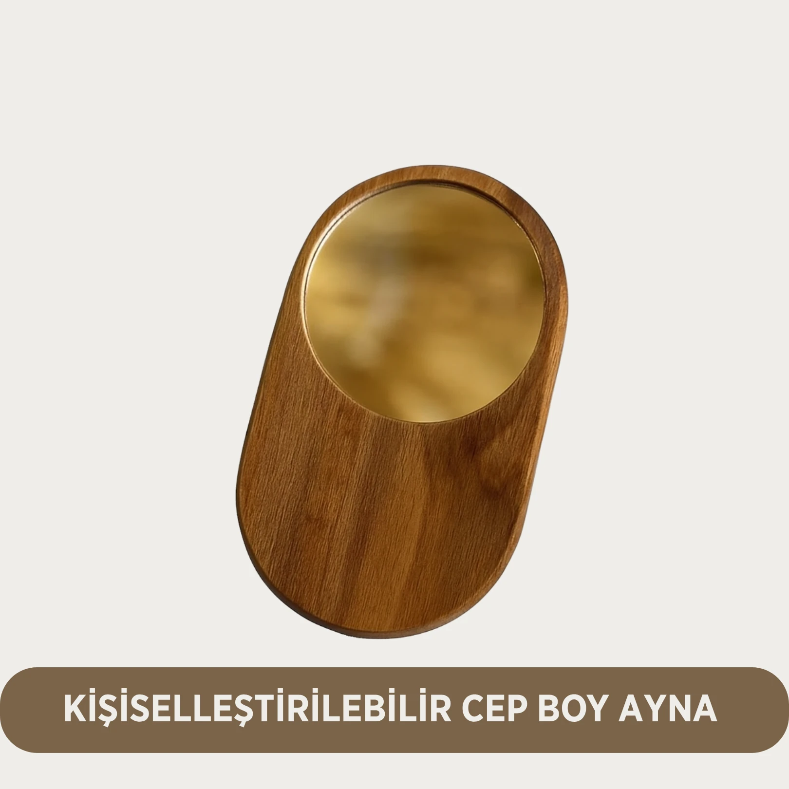 Kişiselleştirilebilir Cep Aynası - Sevdiğinize En Güzel Hediye Ağaç El Aynası