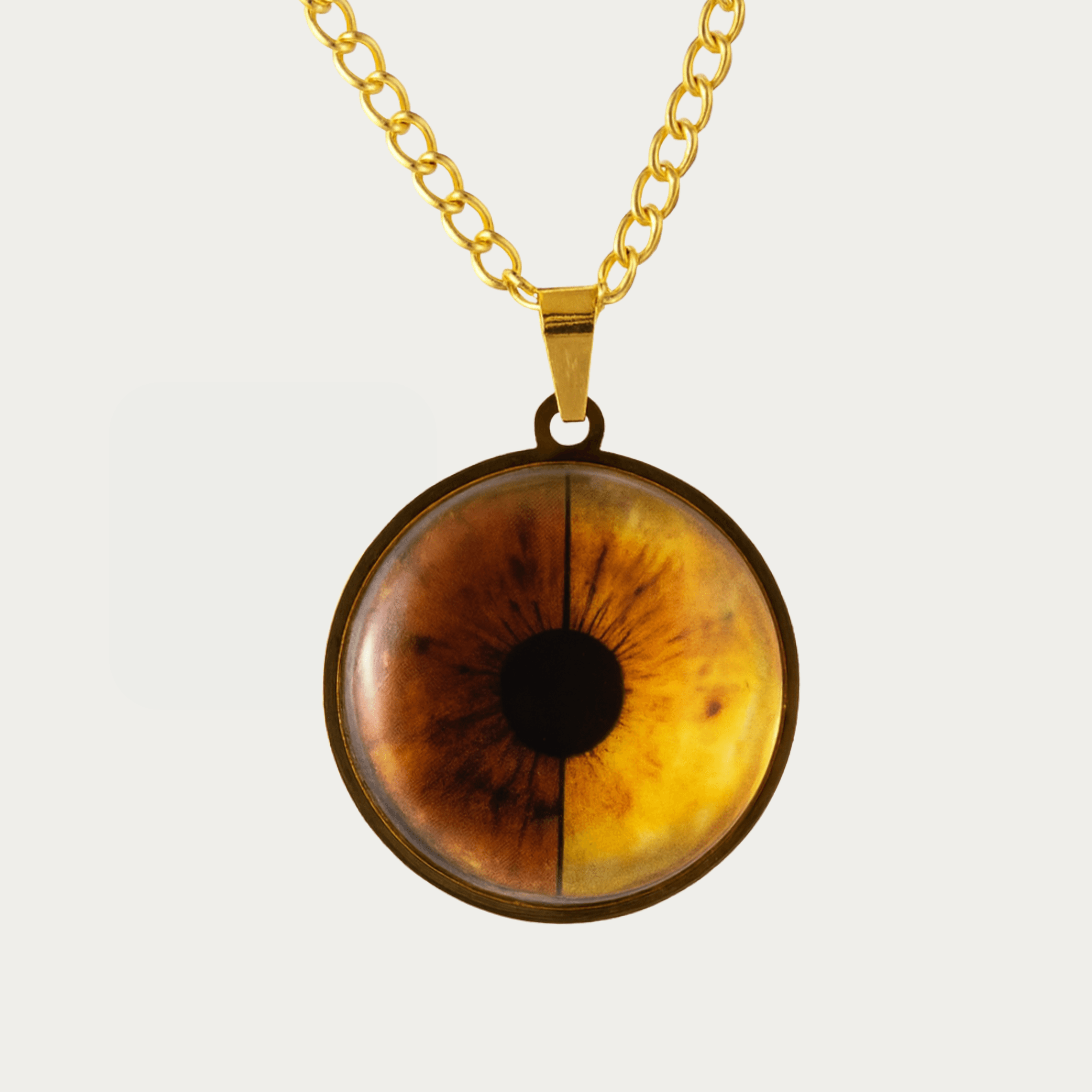 14K Altın Kaplama Tasarım İris Kolyesi 30MM - Çiftler İçin Yarı-Yarıya ve Yin-Yang Tasarımlı