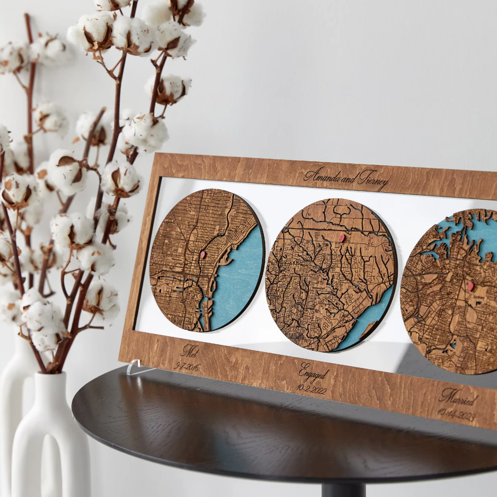 Kişiselleştirilebilir Yuvarlak Konum Tablosu - Şehir - Buluşma - İlk Görüş Kişiye Özel Hediye