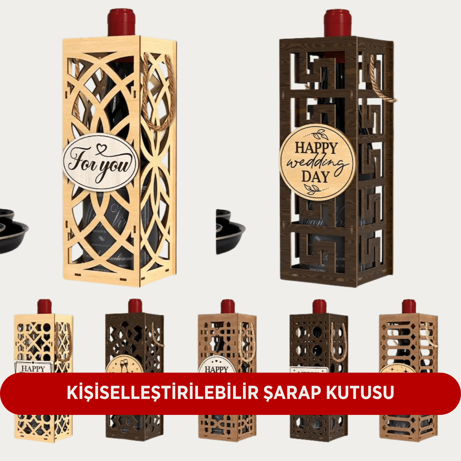 Kişiye Özel Şarap Kutusu - 8 Farklı Model - 8 Farklı Tema