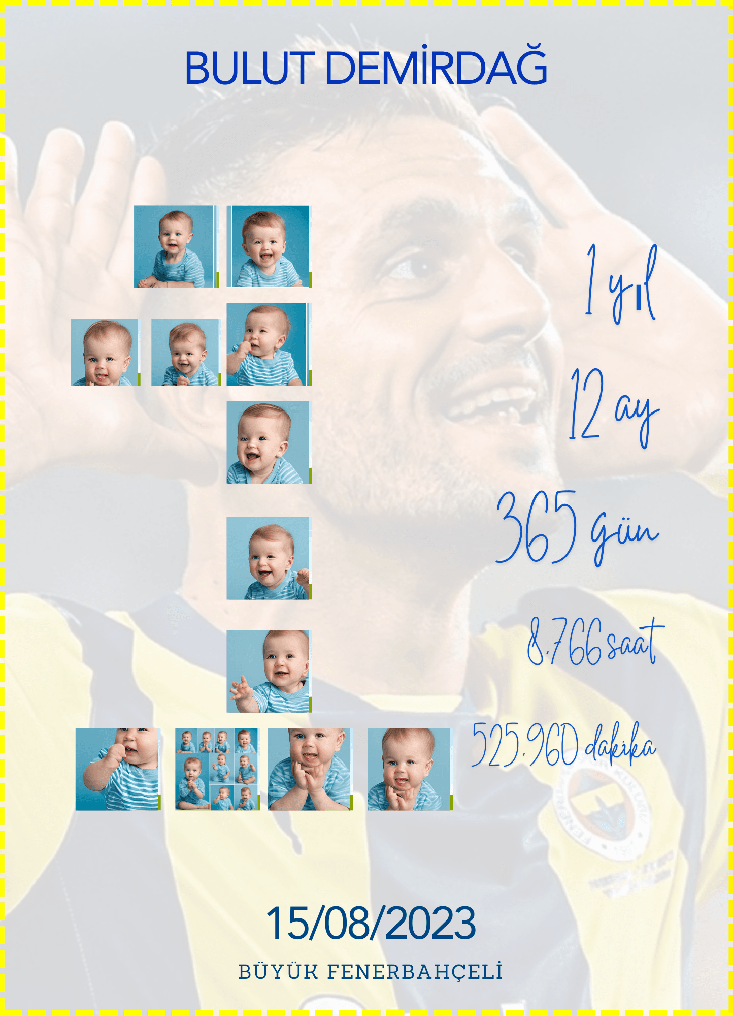 1 Yaş Fenerbahçe Konseptli Kişiselleştirilebilir Dijital Teslimat Anı Fotoğrafı