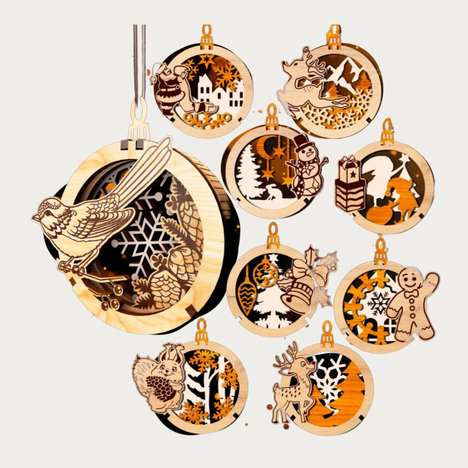 3 Boyutlu 9 Farklı Temada Yılbaşı Ağacı Süsü