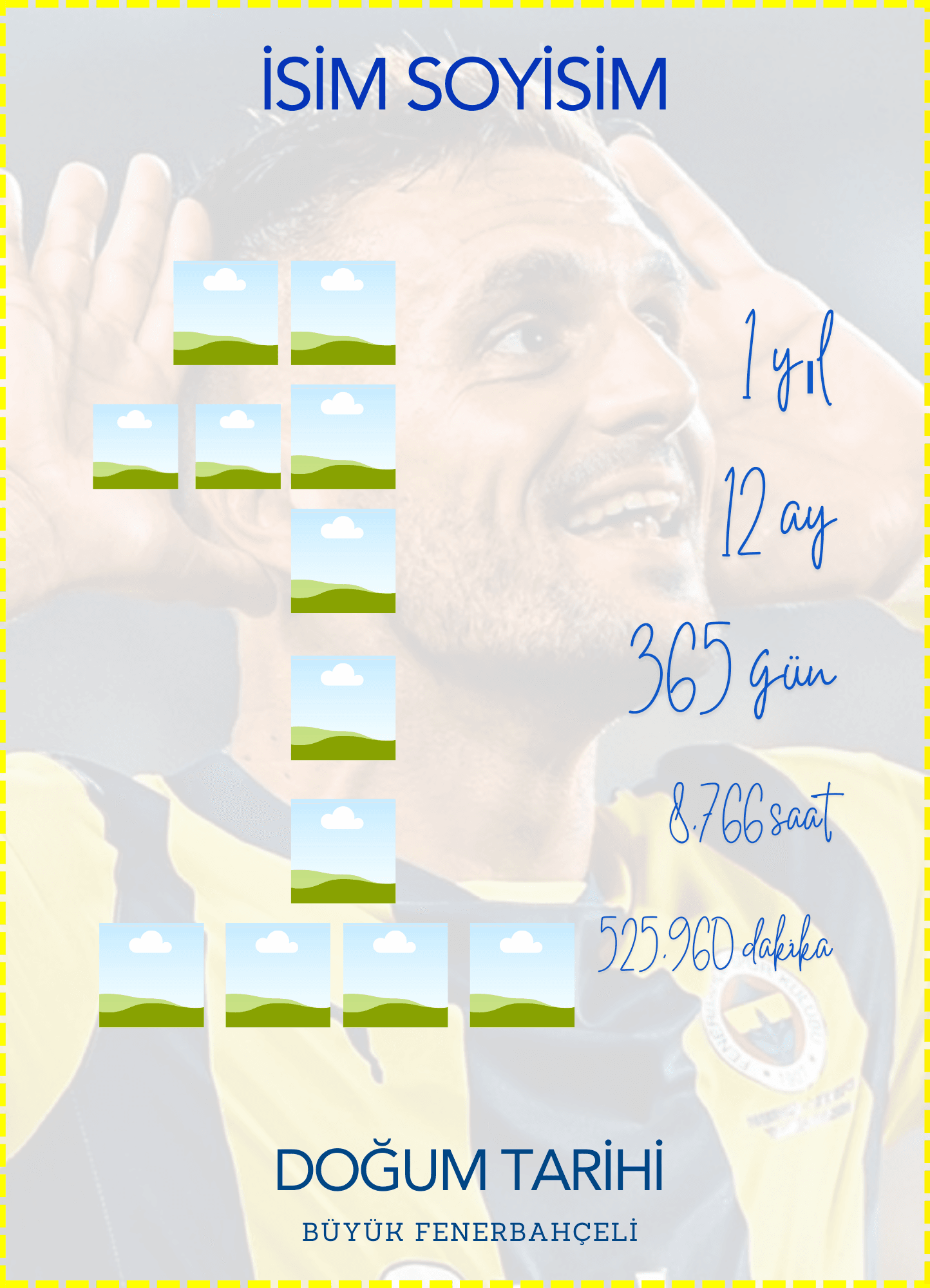 1 Yaş Fenerbahçe Konseptli Kişiselleştirilebilir Dijital Teslimat Anı Fotoğrafı