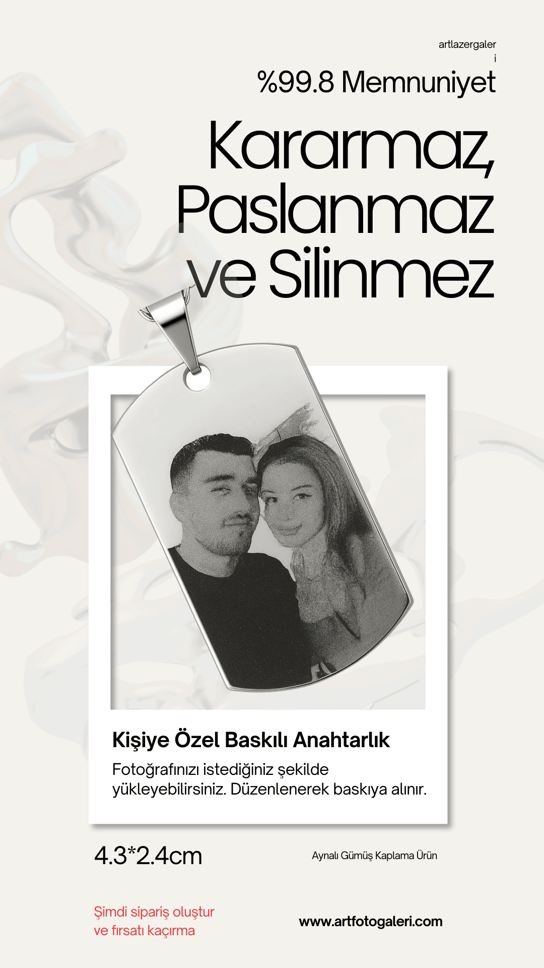 Kişiye Özel Fotoğraf Baskılı Anahtarlık - Kolye (Anahtarlık Halka ve Zinciri İle Birlikte)