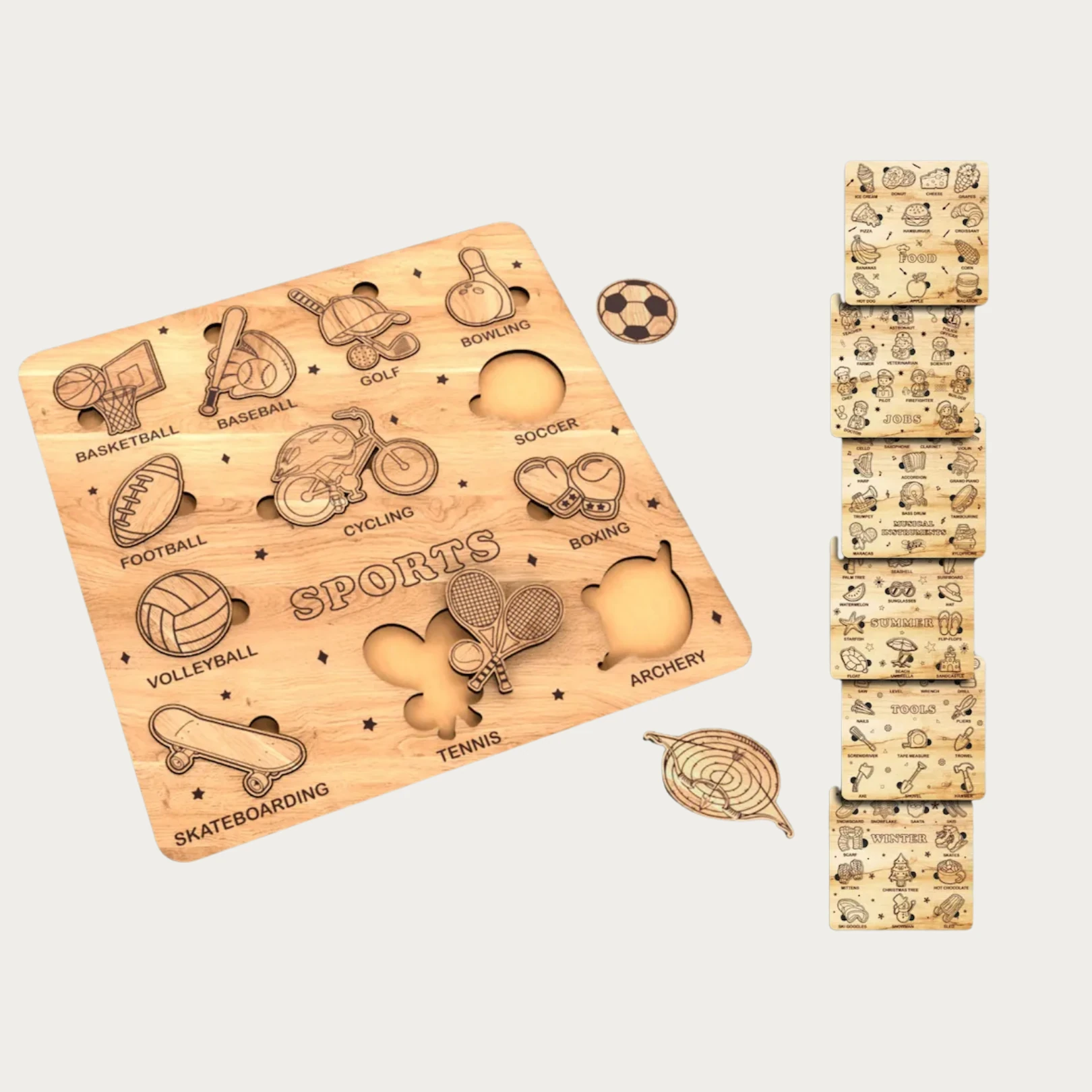 İngilizce Öğrenimine Yardımcı - Çocuklar İçin 7 Farklı Temada Puzzle 