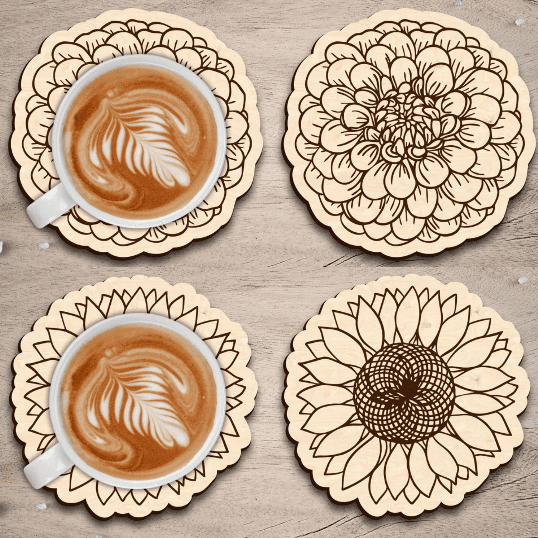 Çiçek Temalı Bardak Altlığı 10'lu Paket