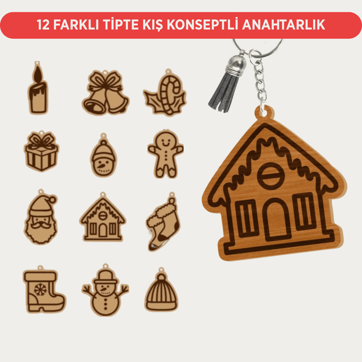 Kış Konseptli Tasarım Anahtarlık - 12 Farklı Tipte Anahtarlık Modeli