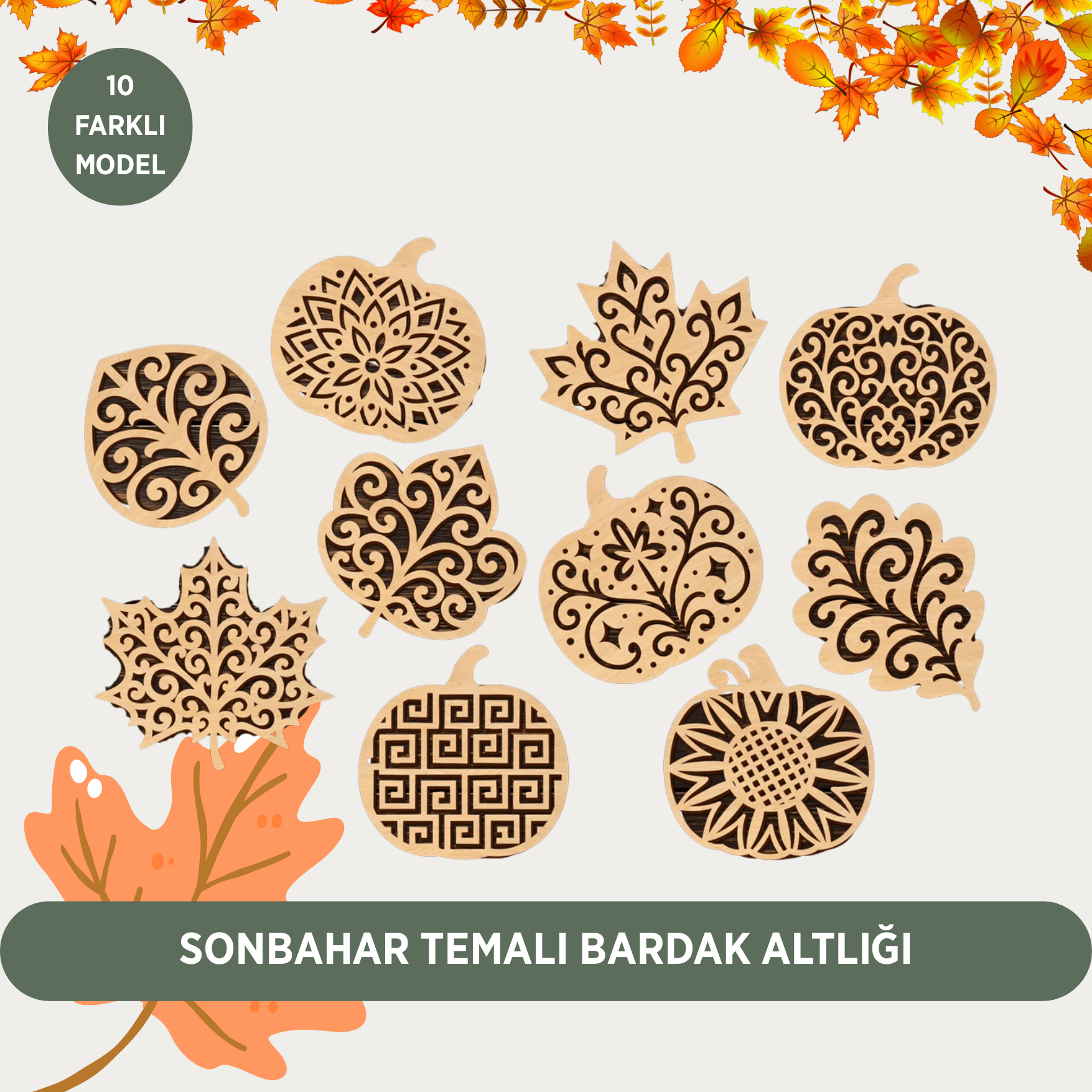Kahvelerinize Keyif Katın - Sonbahar Temalı Bardak Altlığı
