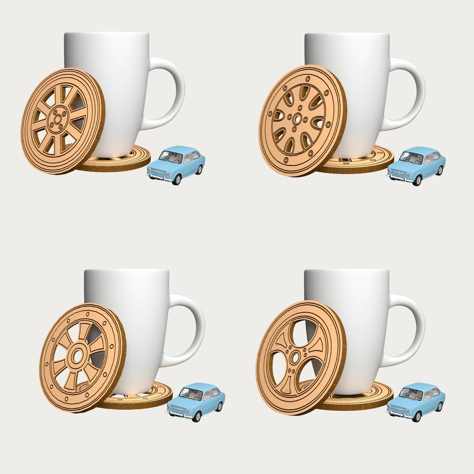 Galeriler - Oto Yıkamacılar ve Ofisler İçin Araba Tekeri Bardak Altlığı 10'lu