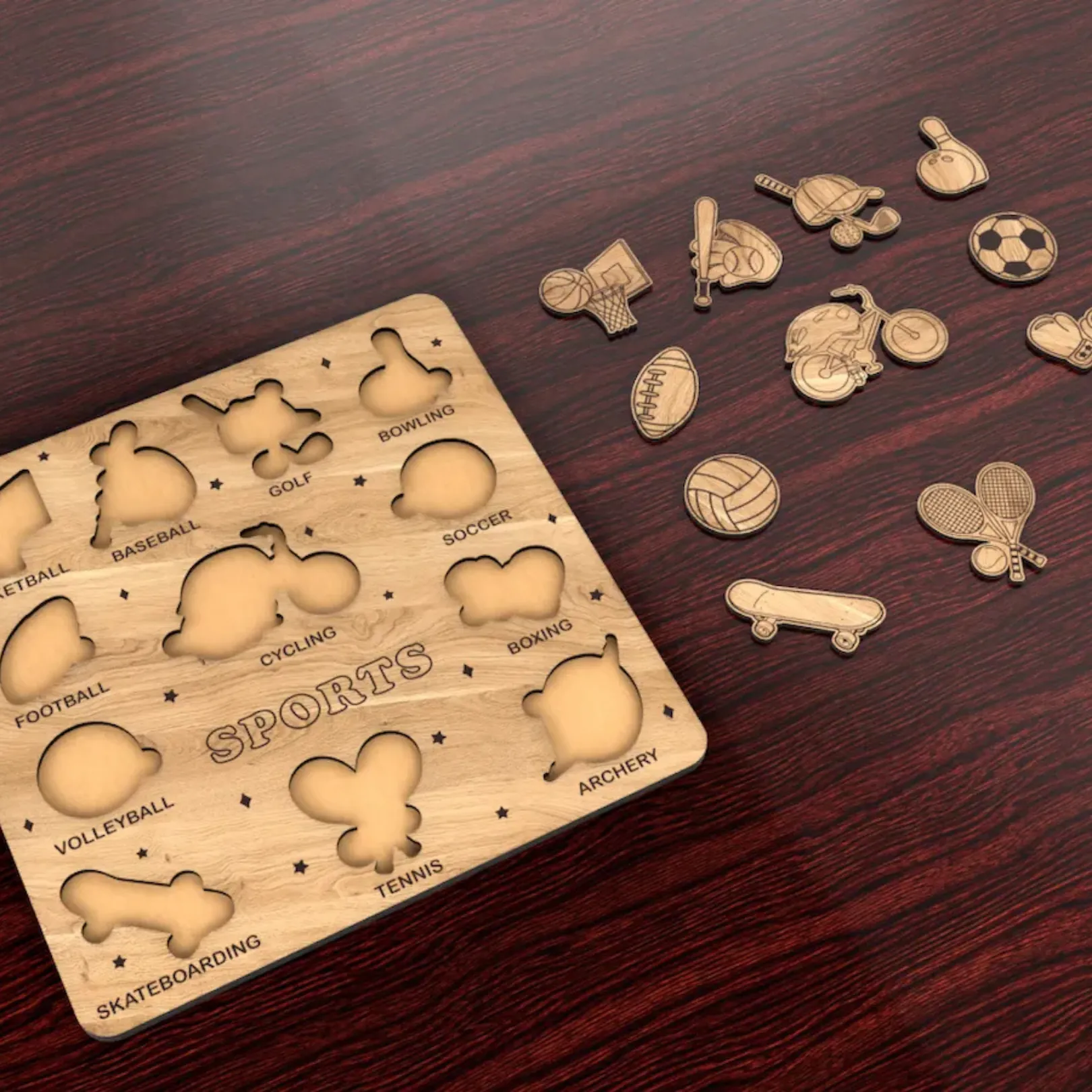 İngilizce Öğrenimine Yardımcı - Çocuklar İçin 7 Farklı Temada Puzzle 