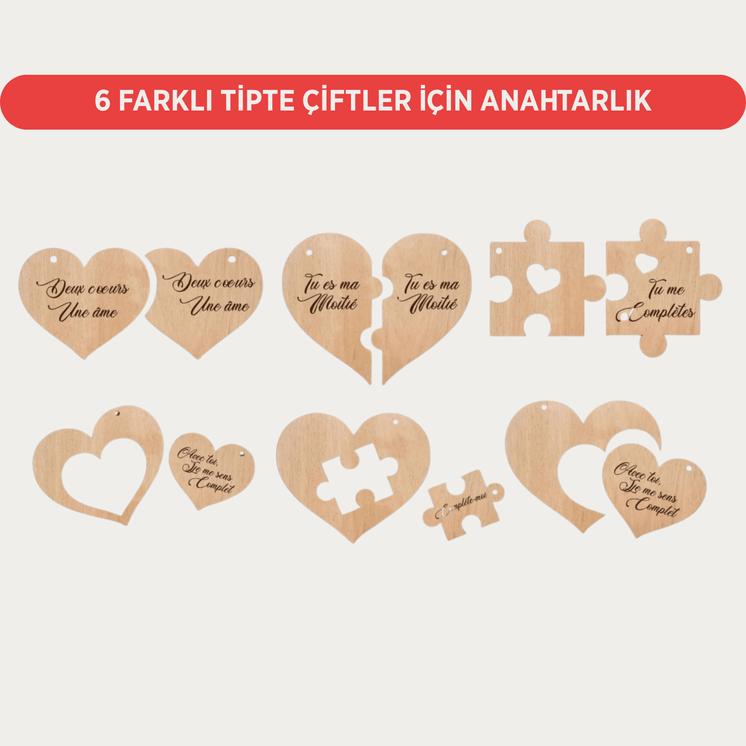 Çiftlere Özel 2'li Anahtarlık - Tamamlayıcı Puzzle Tipi Anahtarlık - Sevgililer Günü Hediyesi