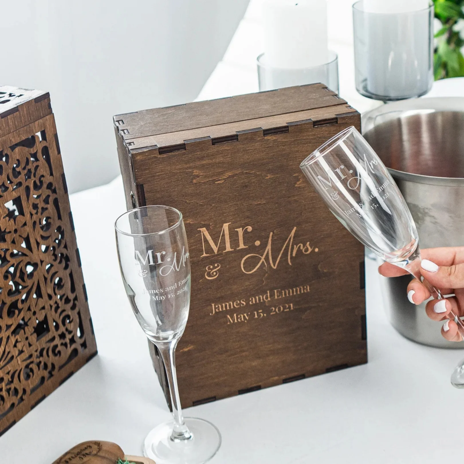 Kişiye Özel Şampanya Kadehi - Düğün Kadehleri - Kutu Opsiyonlu Paşabahçe Nude Terroir Şampanya Kadehi