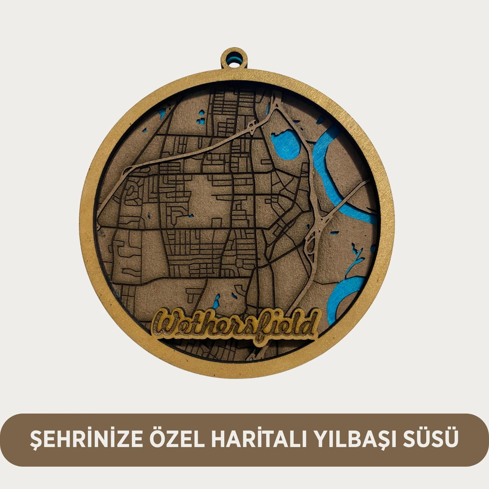 Yılbaşı Noel Süsü - Kişiselleştirilmiş Şehir Haritalı Süs