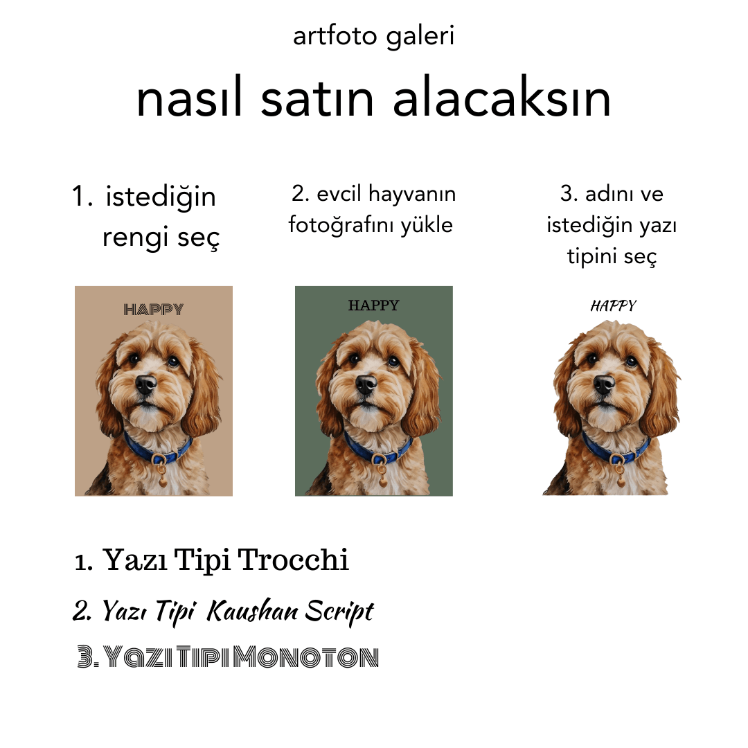 Kişiye Özel Evcil Hayvan Poster Baskı - 30*40 Boyutunda Cartoon Tasarım