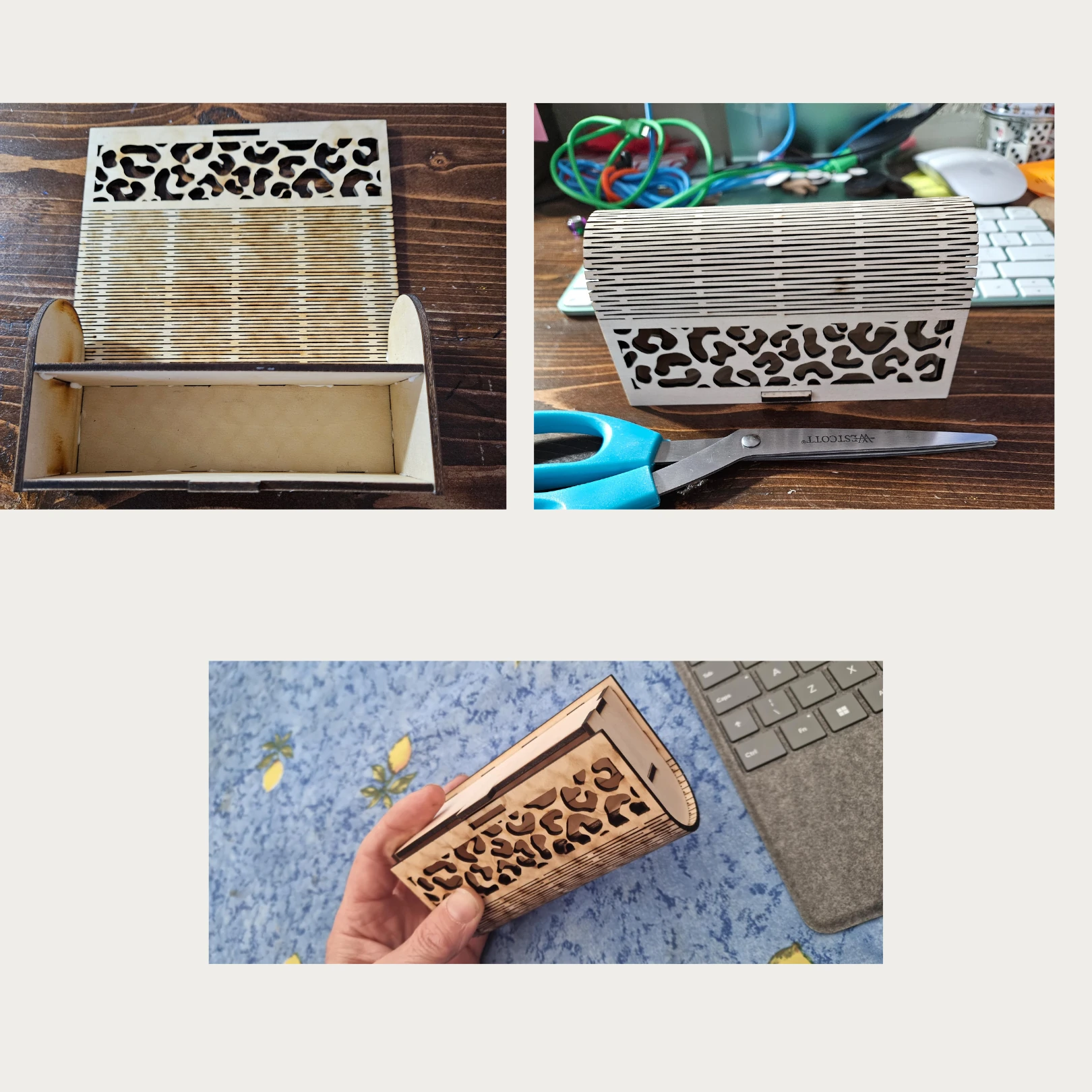 Lazer Kesim Dekoratif Gözlük ve Kalem Kutusu - Boyanabilir