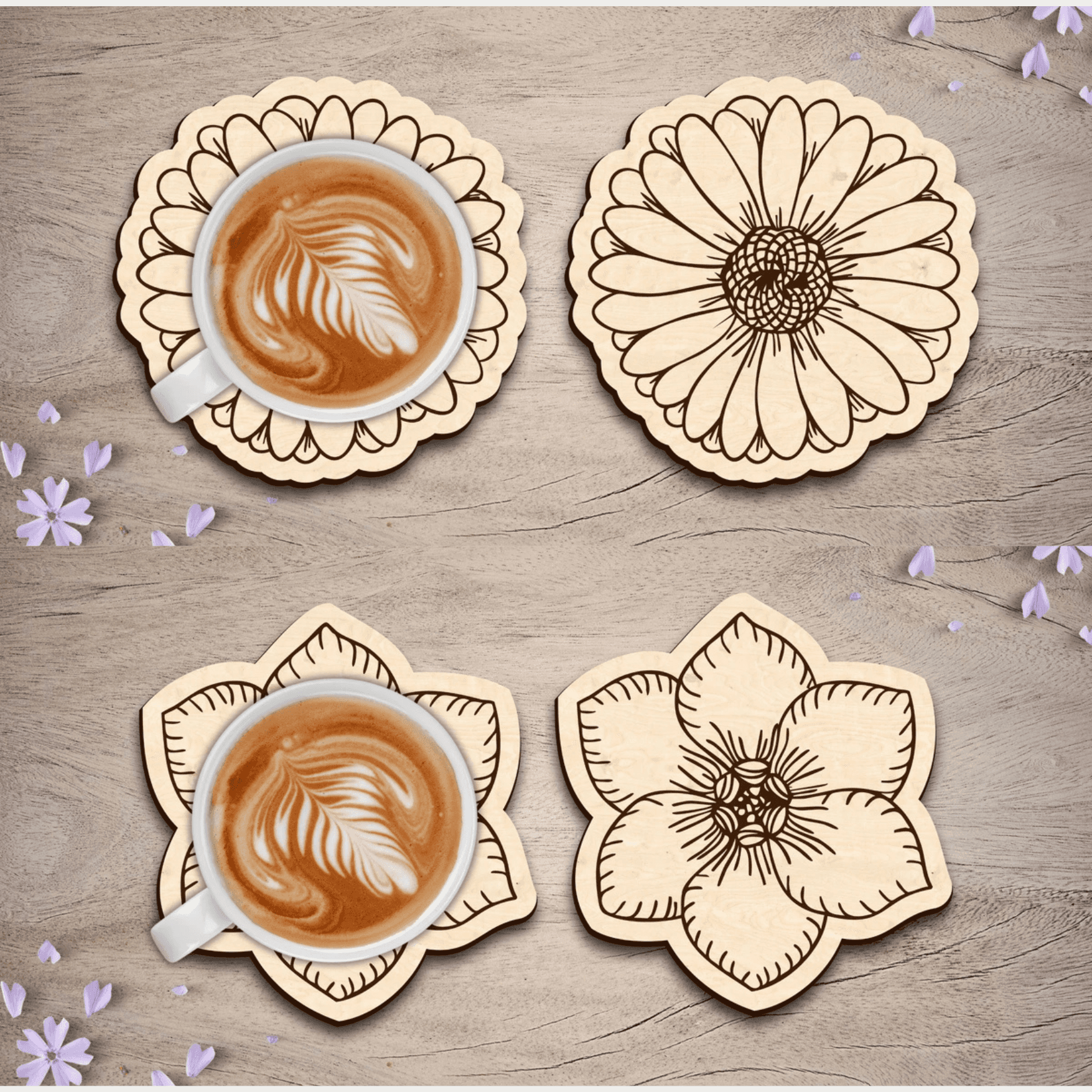 Çiçek Temalı Bardak Altlığı 10'lu Paket