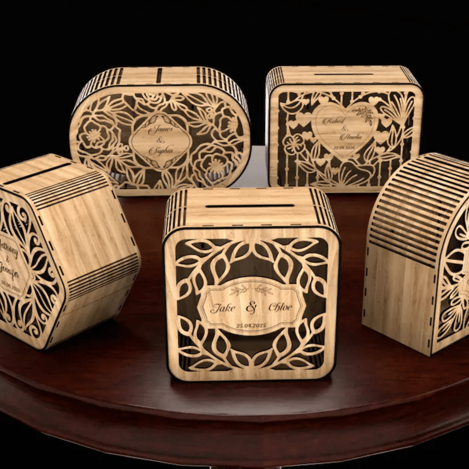 Düğün Zarf Kutusu - Dekoratif Para Sandığı - Kişiye Özel Hediyelik Kutu