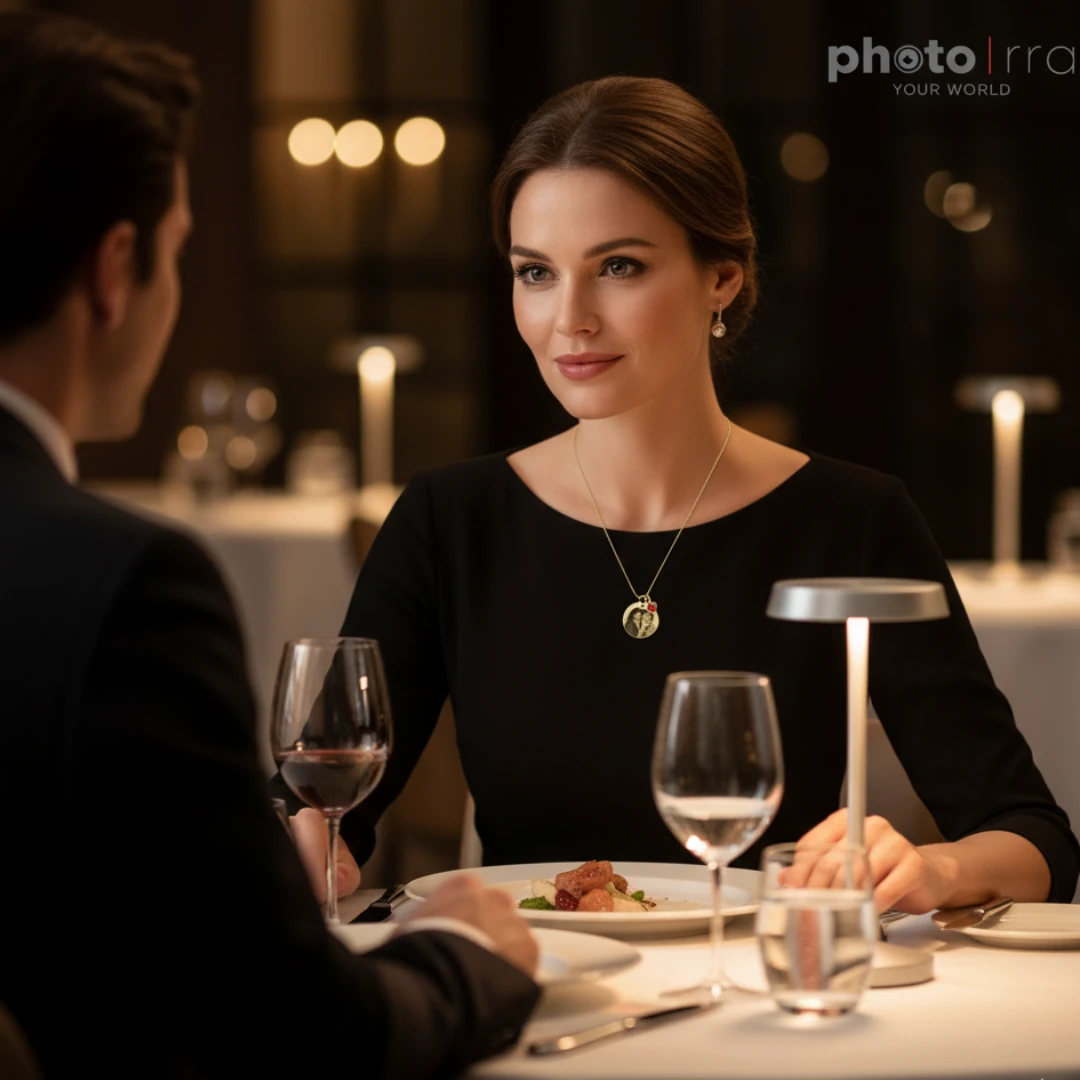 Lazer Baskı Kolye - Kişiselleştirilebilir Kendi Fotoğrafınızdan Üretilir - Gold Renk Kişiye Özel Kolye