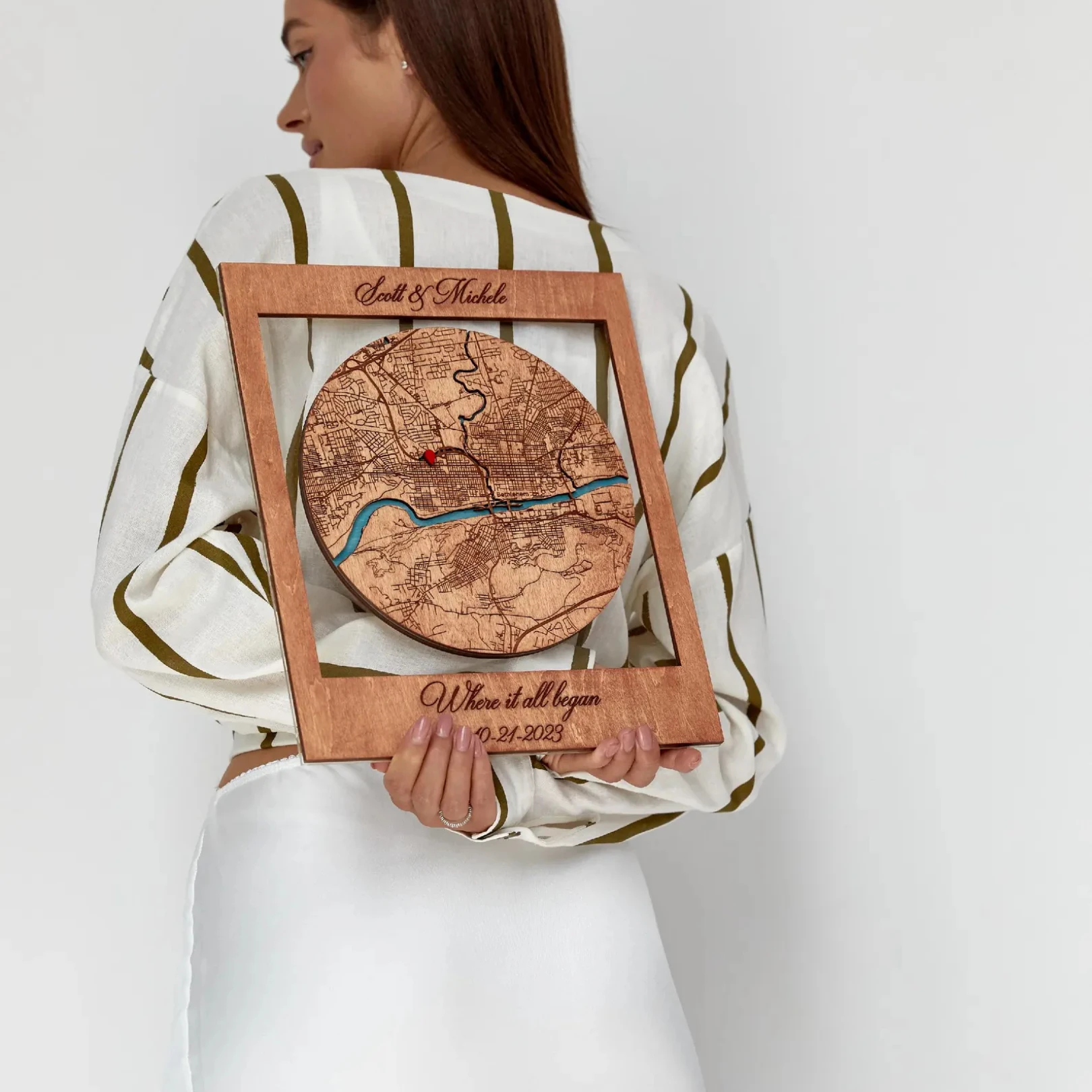 Kişiselleştirilebilir Yuvarlak Konum Tablosu - Şehir - Buluşma - İlk Görüş Kişiye Özel Hediye