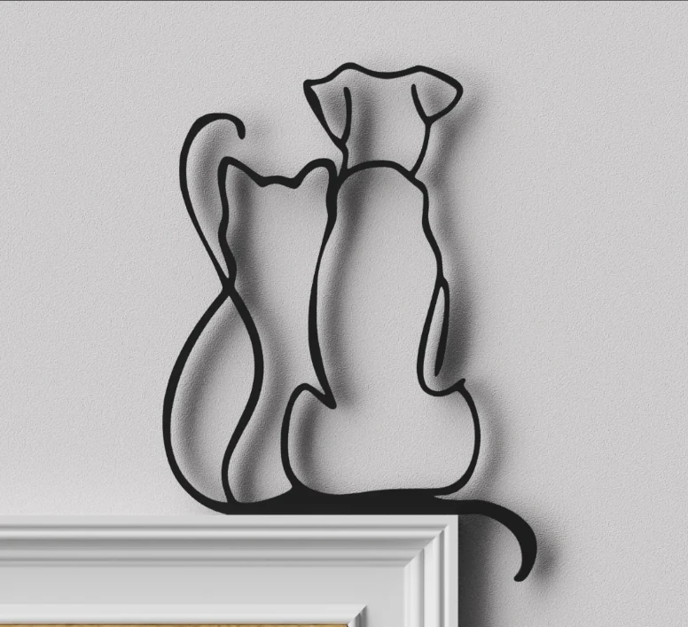 Kedi - Köpek 3d tablo