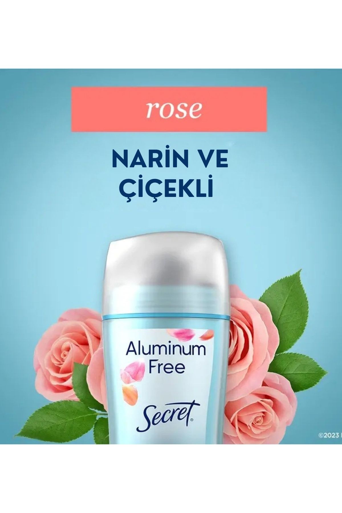 Secret alüminyum içermeyen deodorant, katı Gül Notası 68g