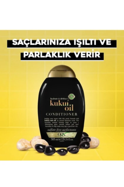OGX Kukui Oil Anti-Frizz (Elektriklenme Karşıtı, Nemlendirici Sülfatsız) Saç Kremi 385ml