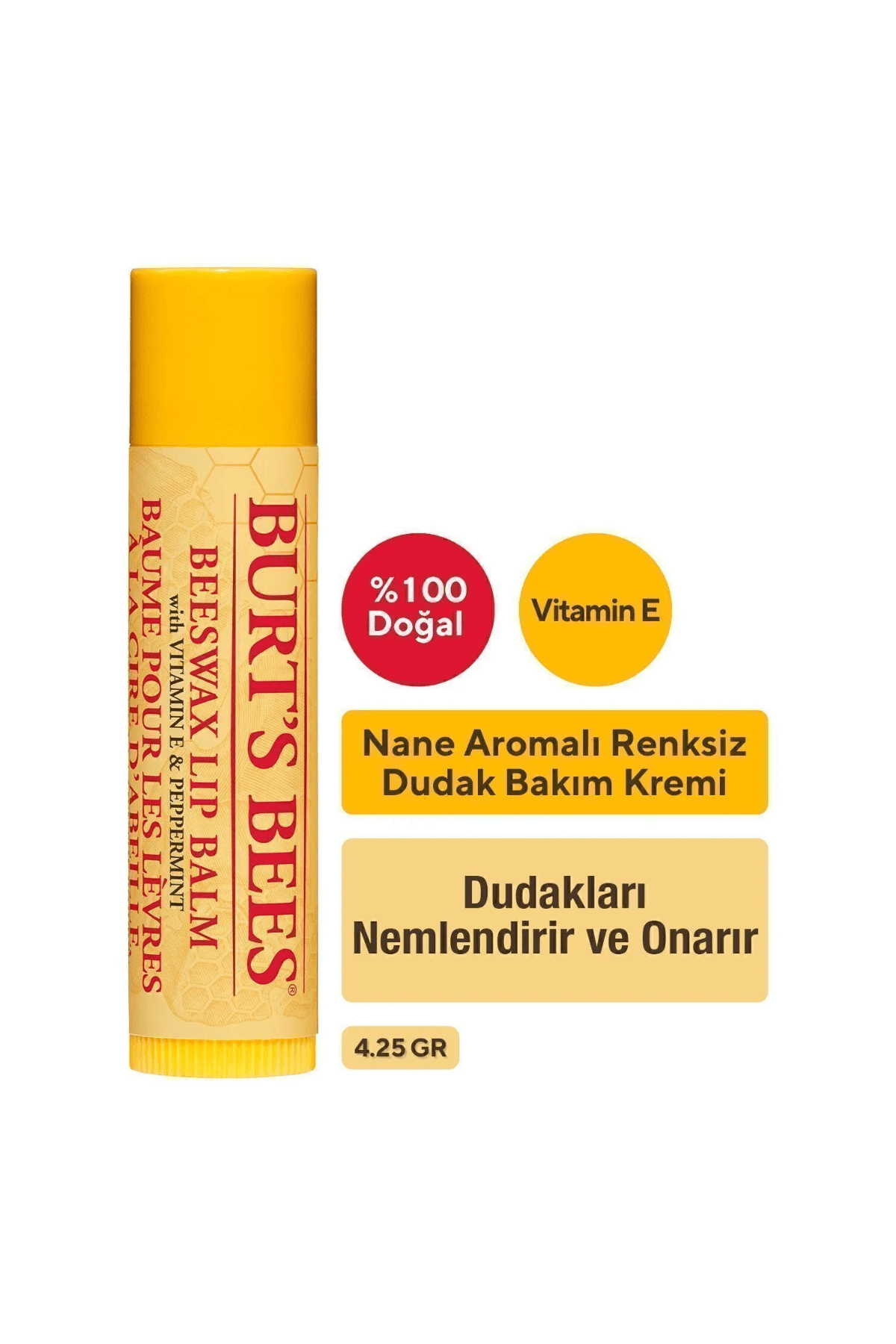 Burt's Bees Beeswax (Nane Ferahlığı) Doğal Dudak Balsamı 4.25 gr