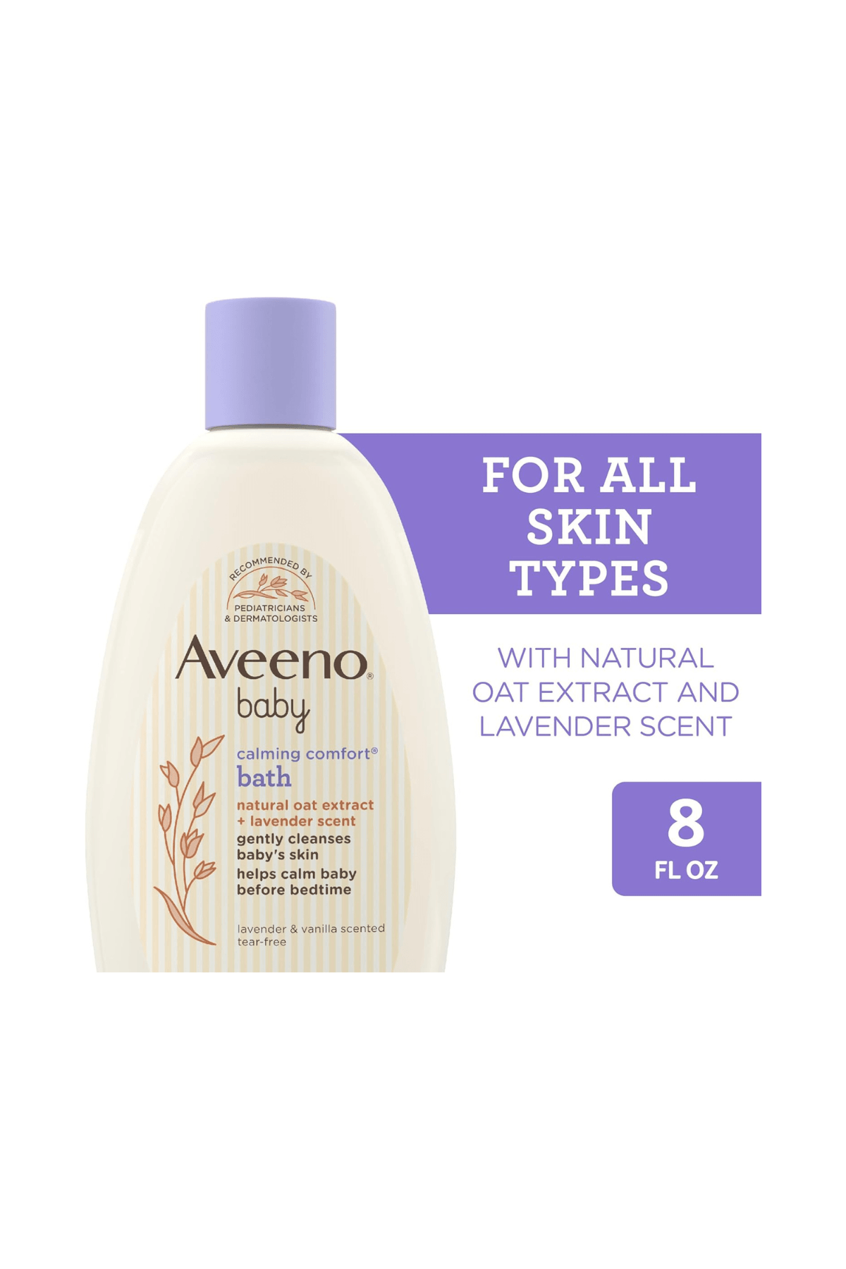 Aveeno Baby Sakinleştirici Konforlu Banyo ve Yıkama, Lavanta ve Vanilya, 8 fl. Oz 236ml