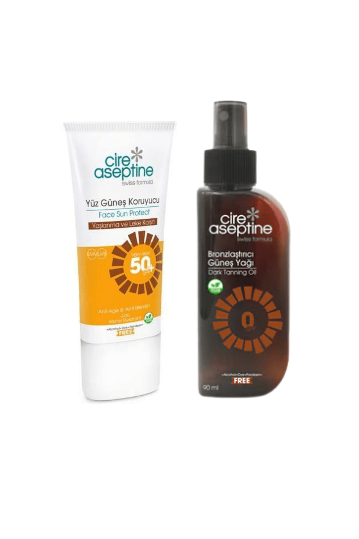 Cire Aseptine Avantajlı Yaz Paketi Yaşlanma Karşıtı Güneş Koruyucu 50ml+ Bronzlaştırıcı Güneş Yağı 90 ml