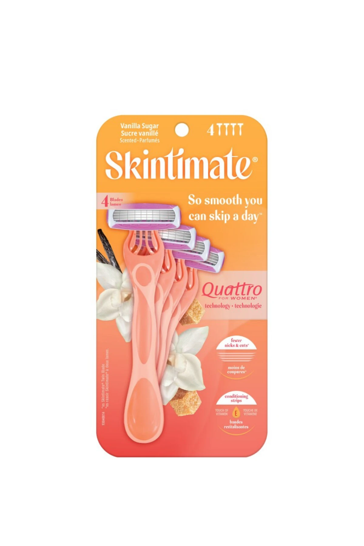 Skintimate Sıcak Vanilya Şekerli Tek Kullanımlık Kadınlar İçin Tıraş Bıçağı (Çizikleri Önlemek İçin Tasarlanmıştır) 4 Adet