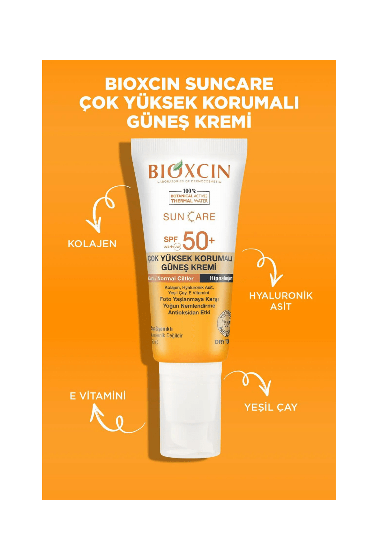 Bioxcin Suncare Çok Yüksek Korumalı/Hipoalerjik Kuru / Normal Ciltler SPF 50+ 50ml