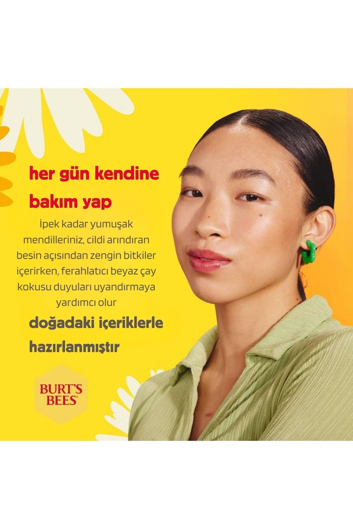 Burt's Bees Facial Cleansing Towelettes with White Tea Beyaz Çaylı (Tüm Cilt Tipleri İçin, %99 Doğal Kökenli) Yüz Temizleme Mendili 30 Adet 5.1oz 144.5 gr