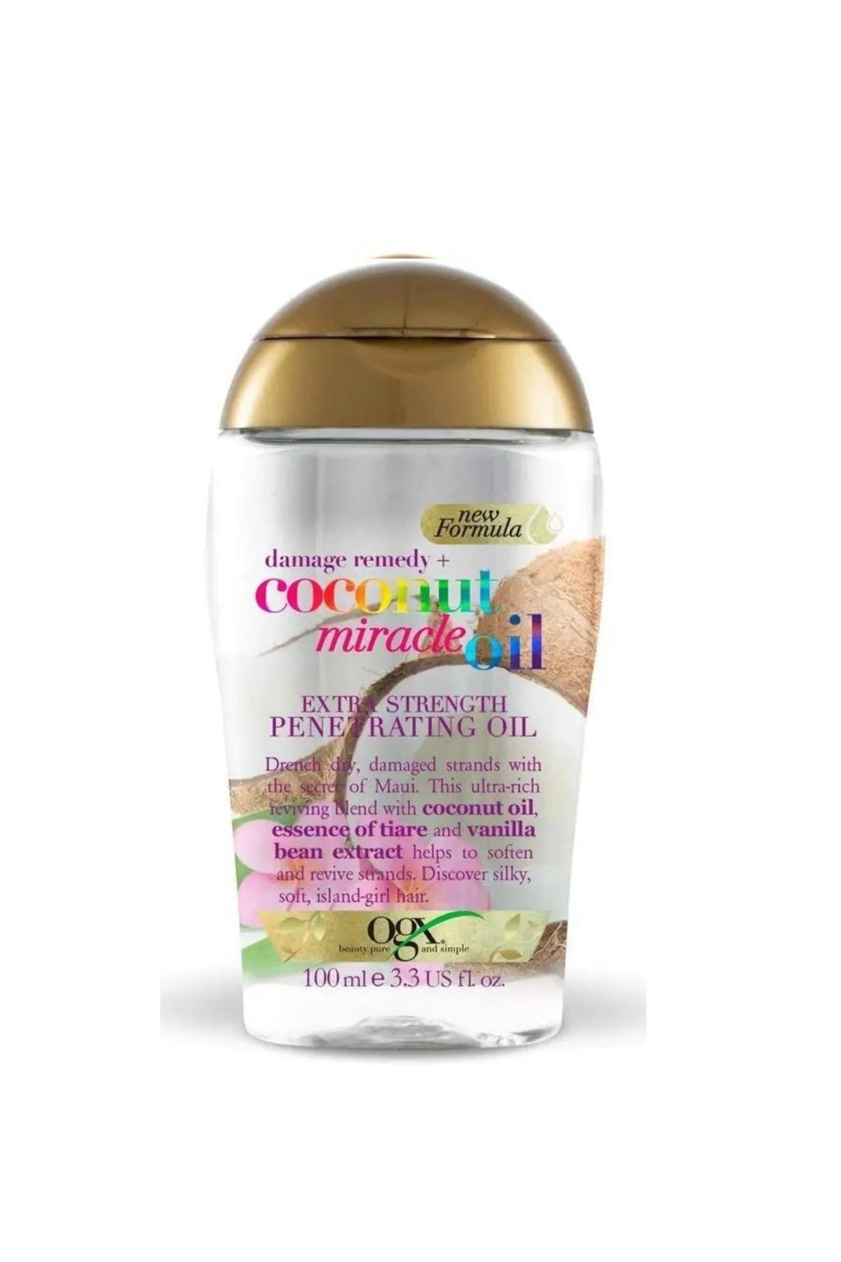OGX Coconut Miracle Oil (Hasar Görmüş Kalın Saçların Güçlü Çözümü) Saç Bakım Yağı 100ml