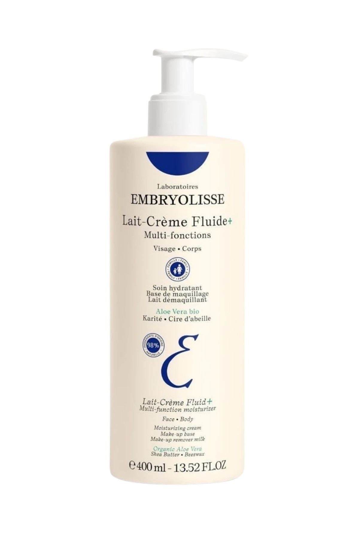 Embryolisse Lait-Crème (%98 doğal, onarıcı aloe vera, besleyici shea yağı) Sıvı Çok Amaçlı Nemlendirici Besleyici Vücut Losyonu 13.52 oz 400ml