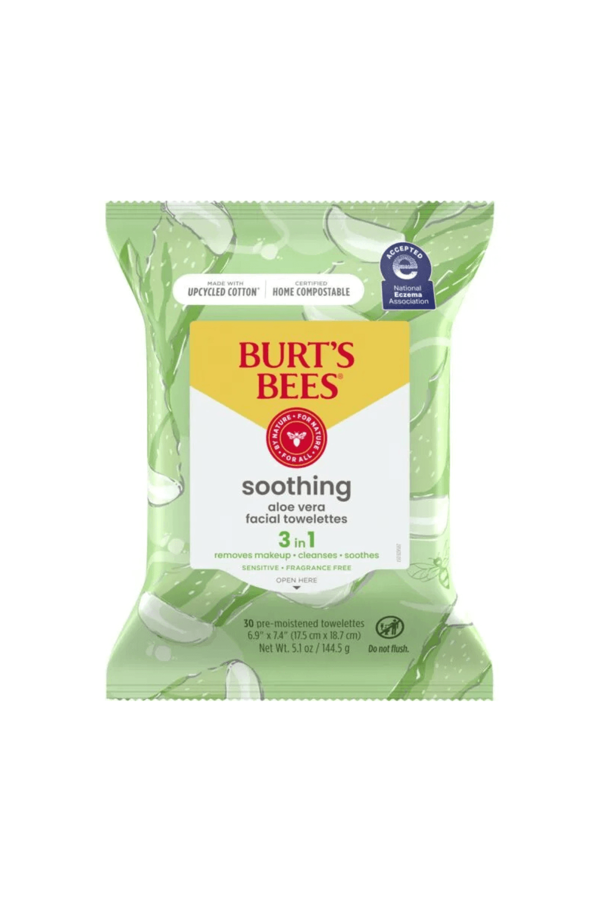 Burt's Bees Sensitive Facial Cleansing Towelettes with Aloe Vera (Makyaj Çıkarıcı Havlular ) 30 Adet 144.5gr